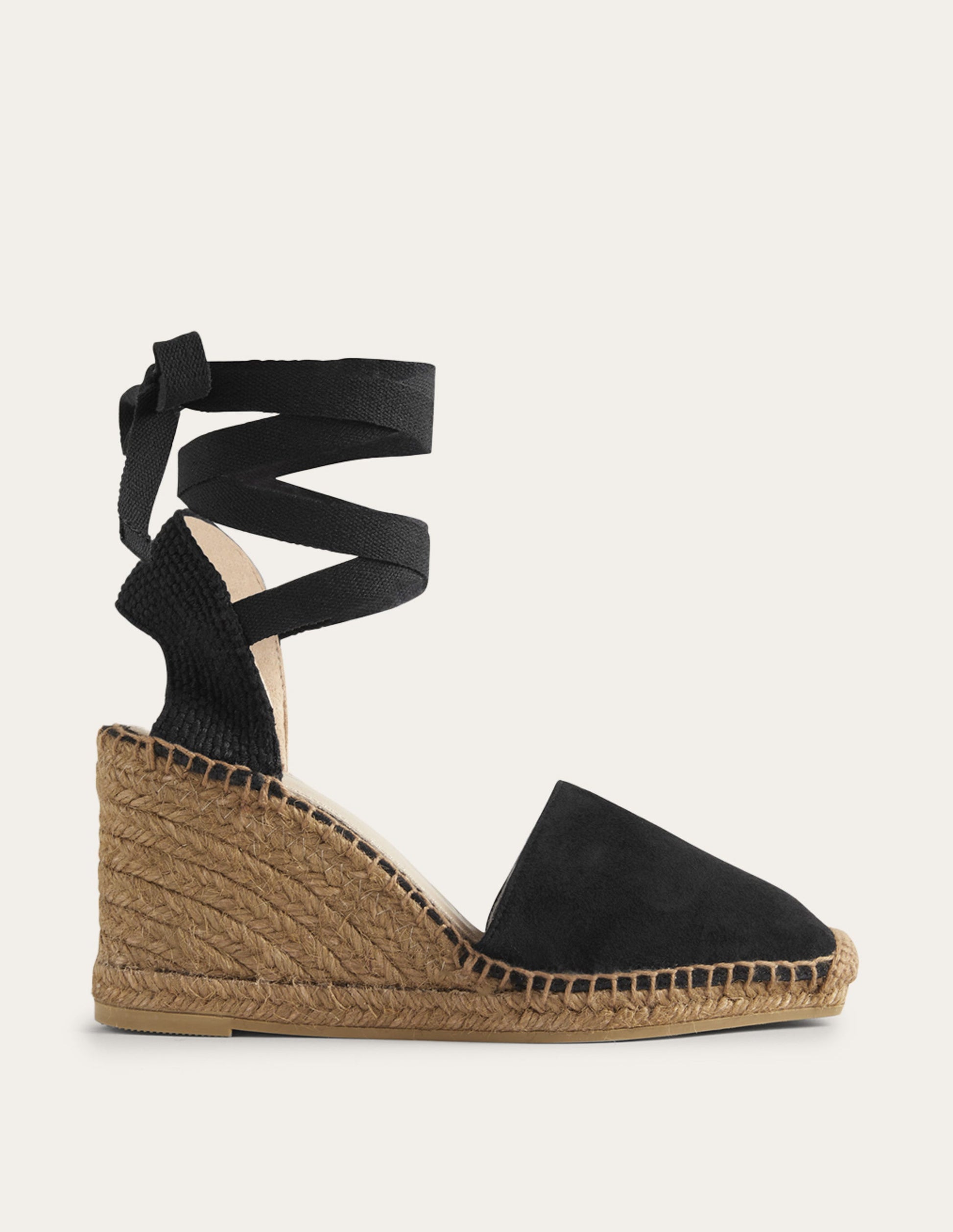 Compensées façon espadrilles à bout carré-Noir-1