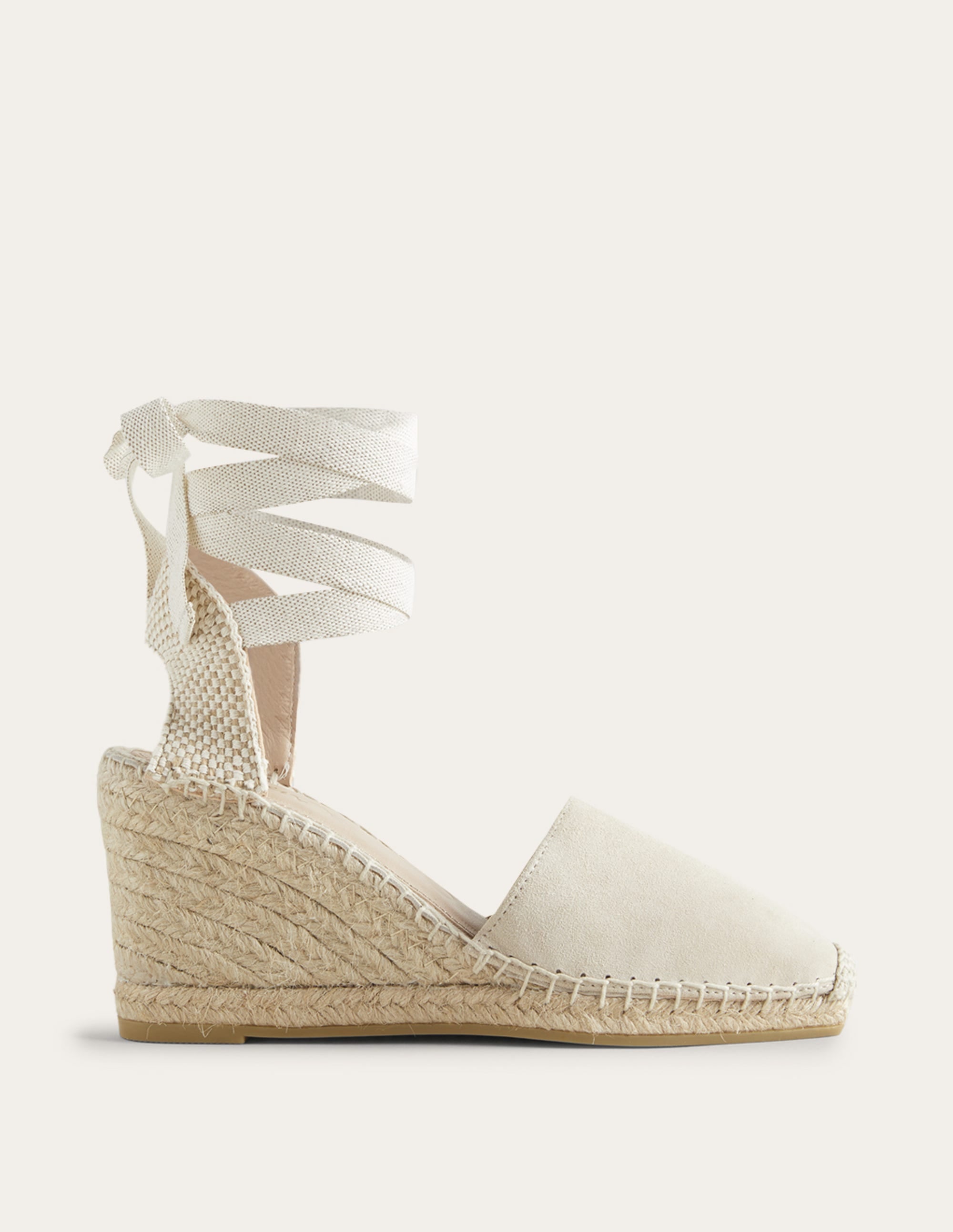 Espadrilles mit Keilabsatz und eckiger Zehenpartie-Hellbeige - Image 1