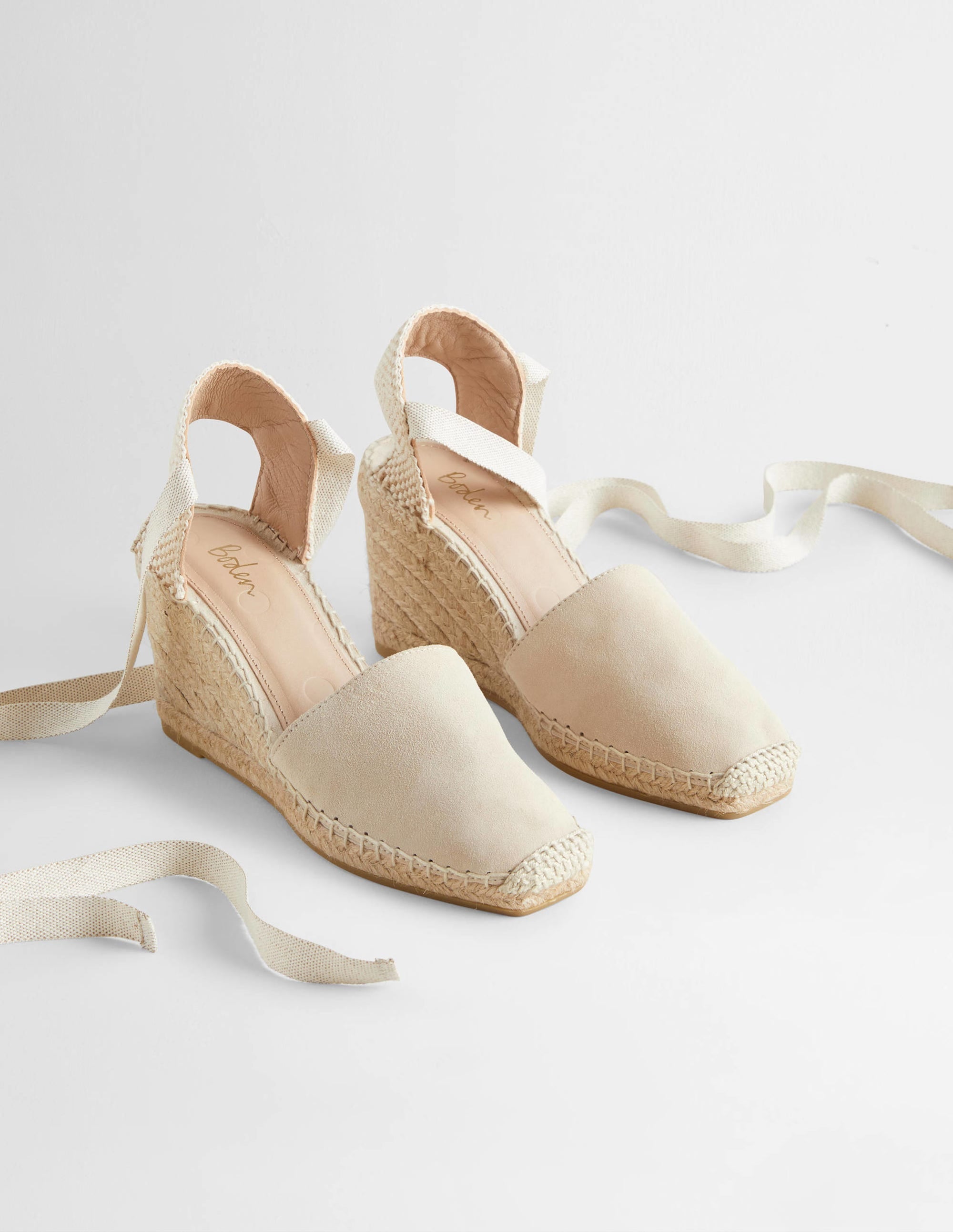 Espadrilles mit Keilabsatz und eckiger Zehenpartie-Hellbeige - Image 2