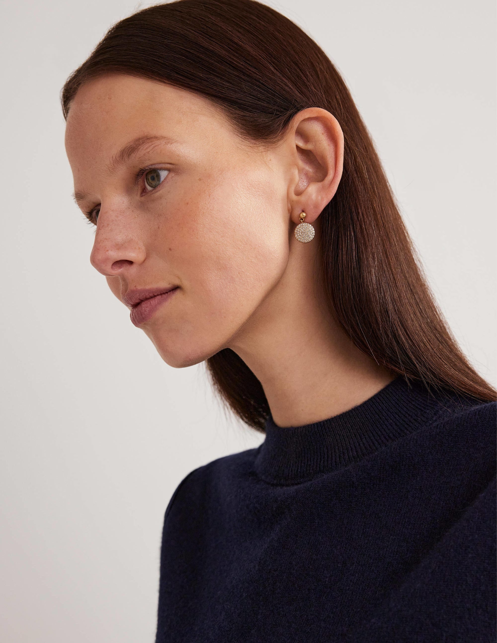 Boucles d'oreilles disques pavées-Doré - Image 1