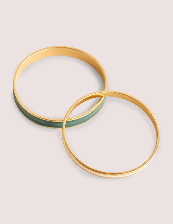 Enamel Bangle Set-Hunter Green/ Ivory