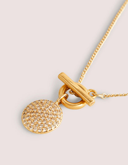 Pavé-Kette mit Anhänger-Gold