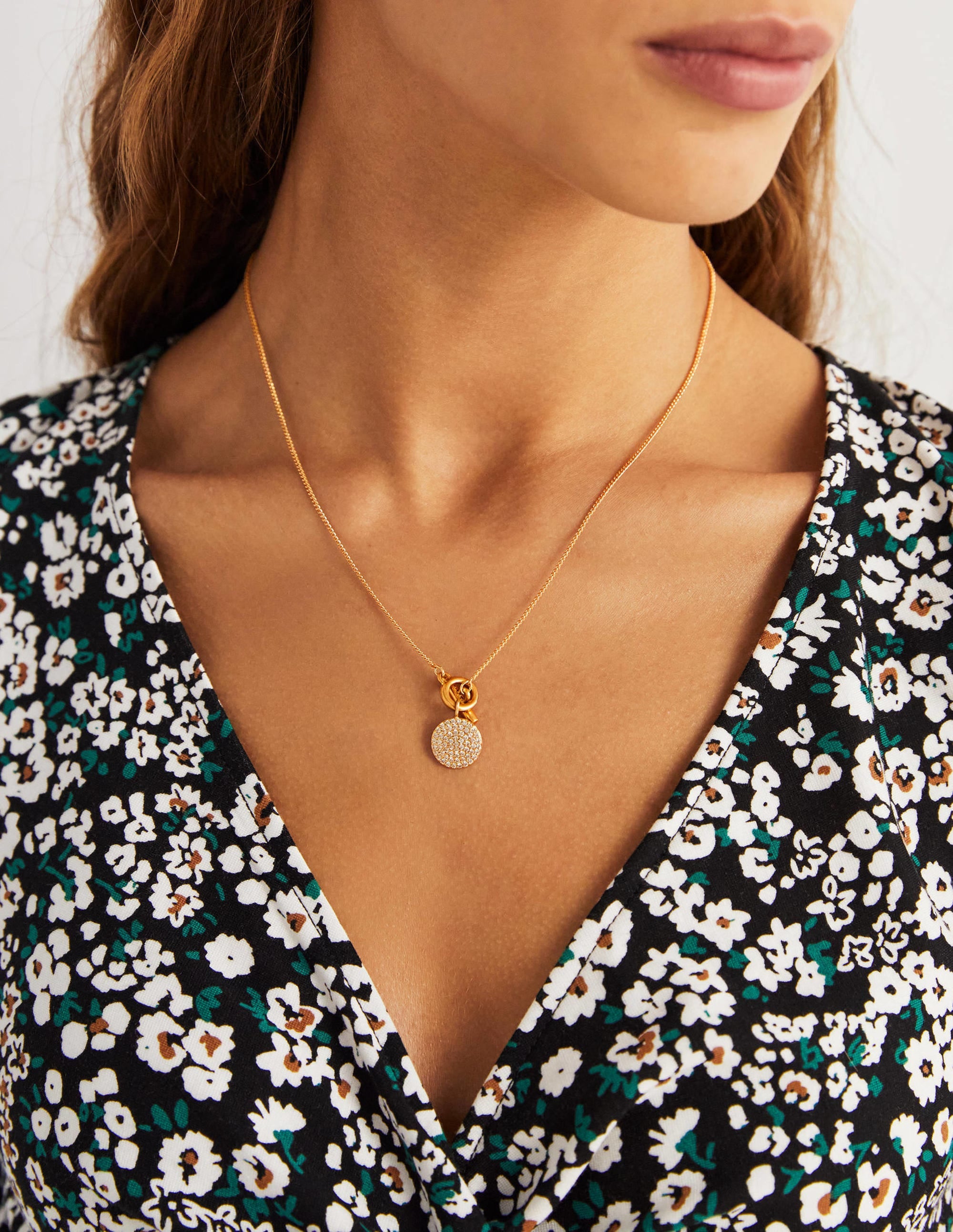 Pavé-Kette mit Anhänger-Gold - Image 1
