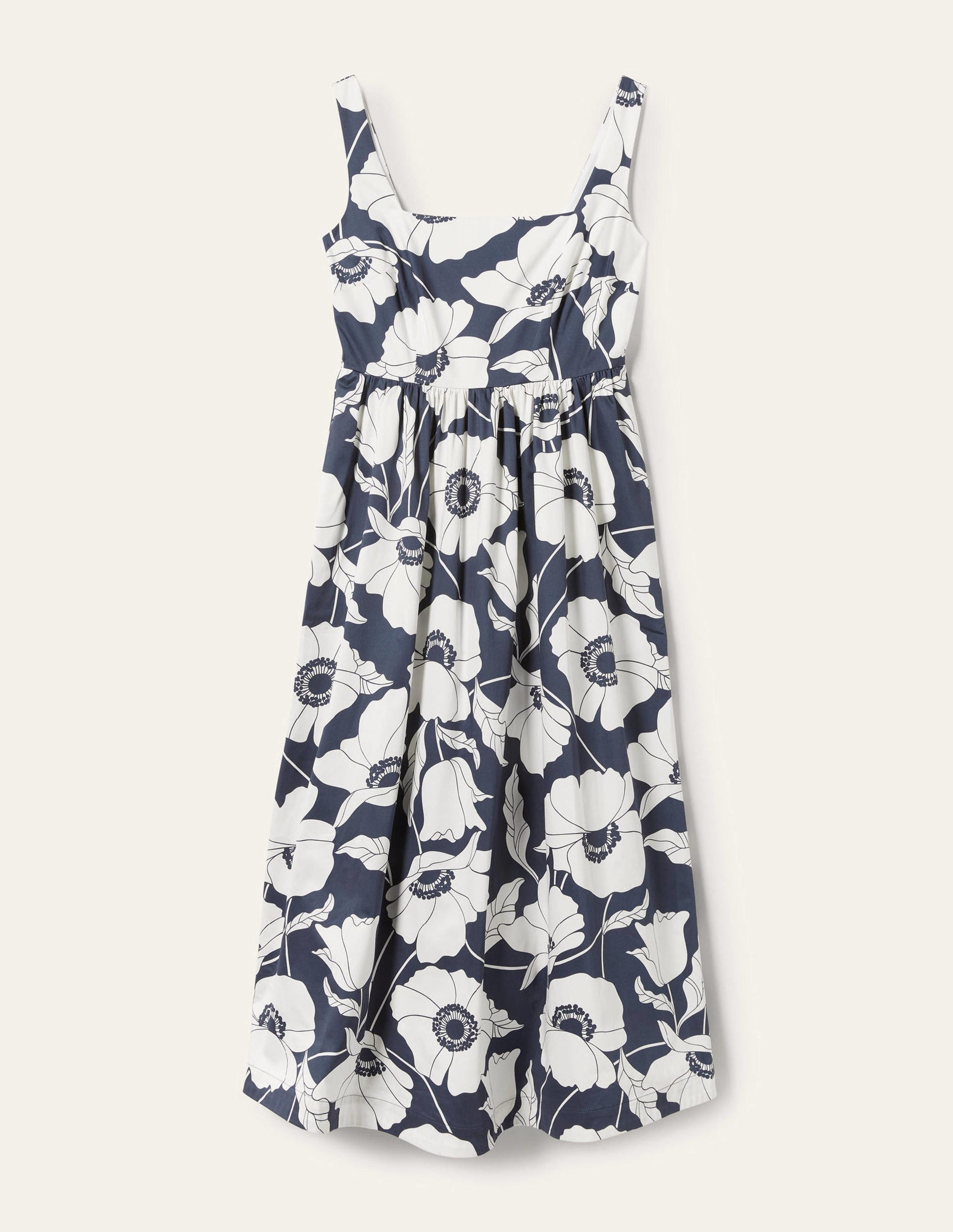 Robe midi Violet à col carré-Bleu marine, motif Elegant Vine-12