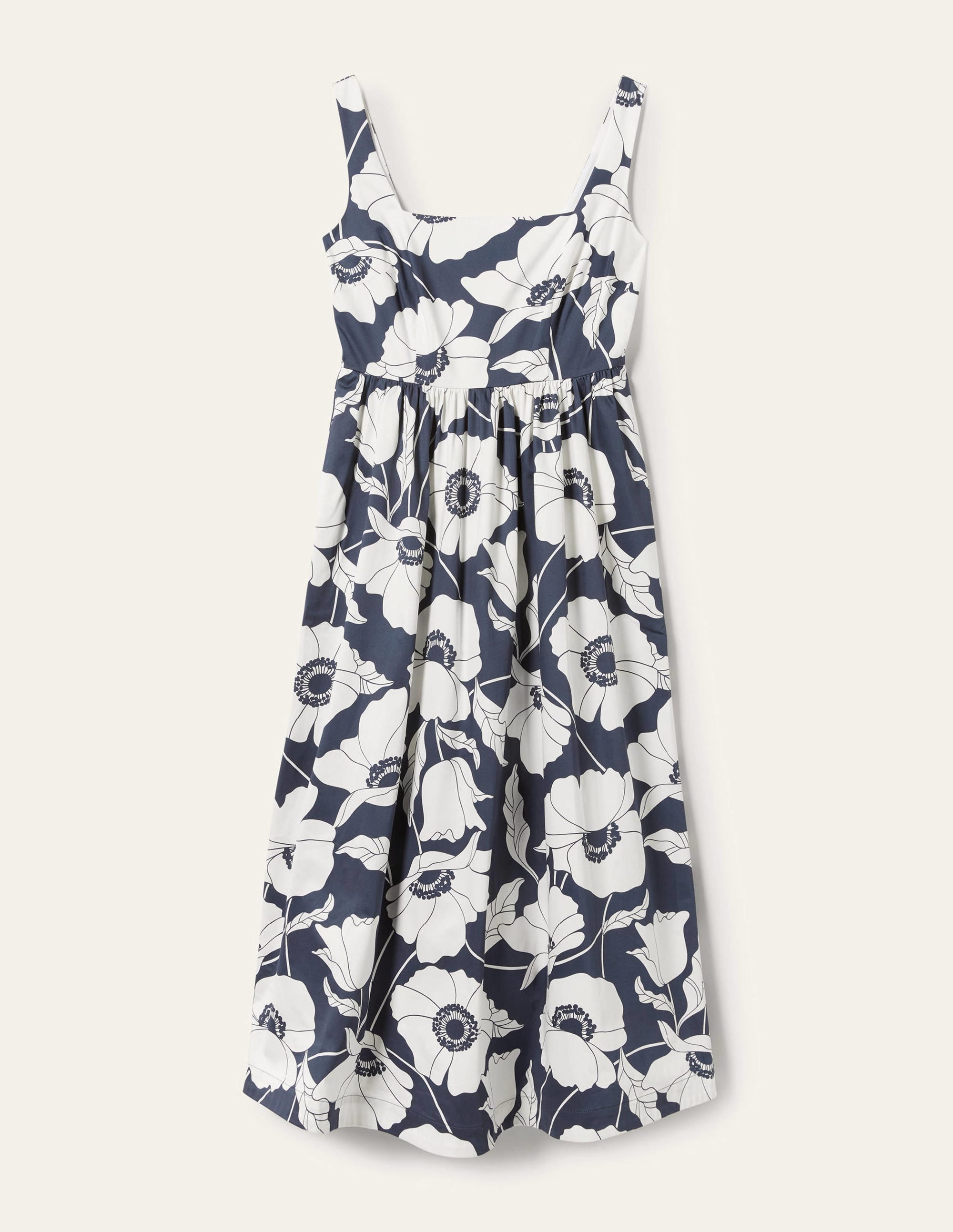 Robe midi Violet à col carré-Bleu marine, motif Elegant Vine - Image 12