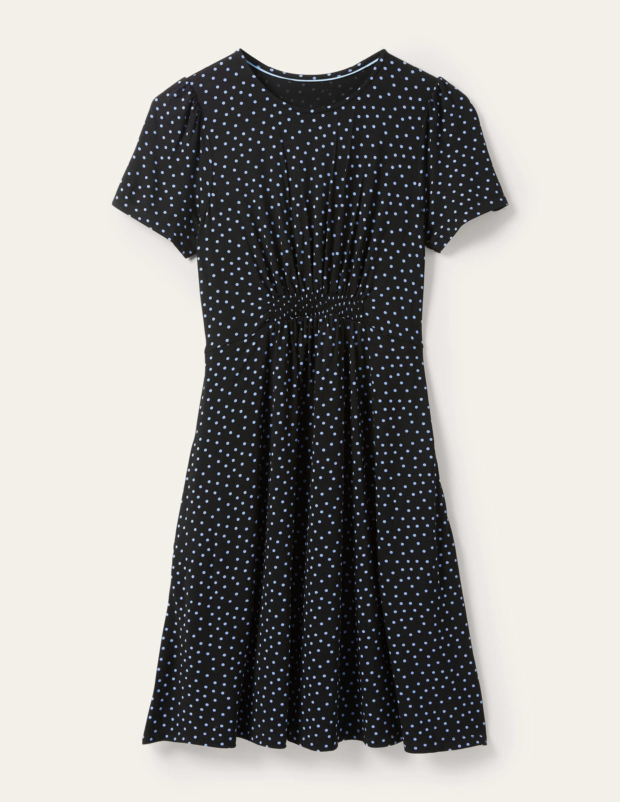 Robe col rond en jersey-Noir, pois indisciplinés - Image 5