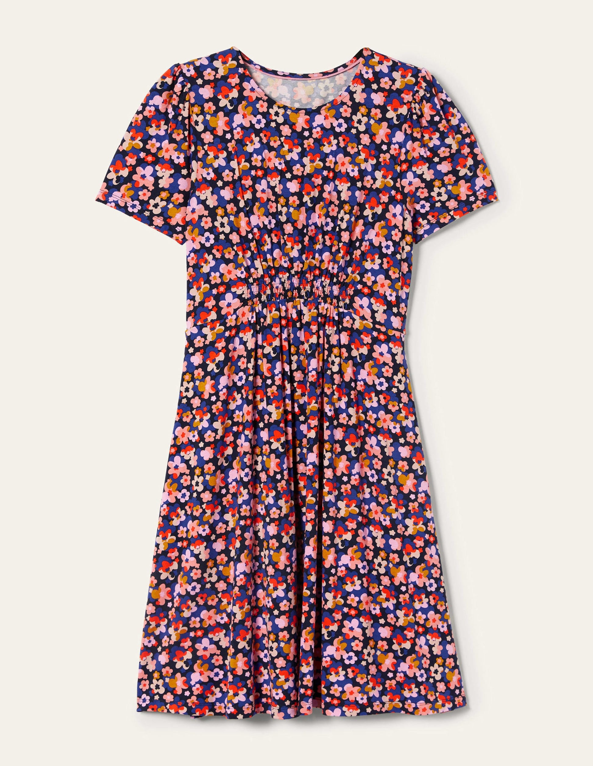 Jerseykleid mit Rundhalsausschnitt-Französisches Navy, Abstraktes Muster-9