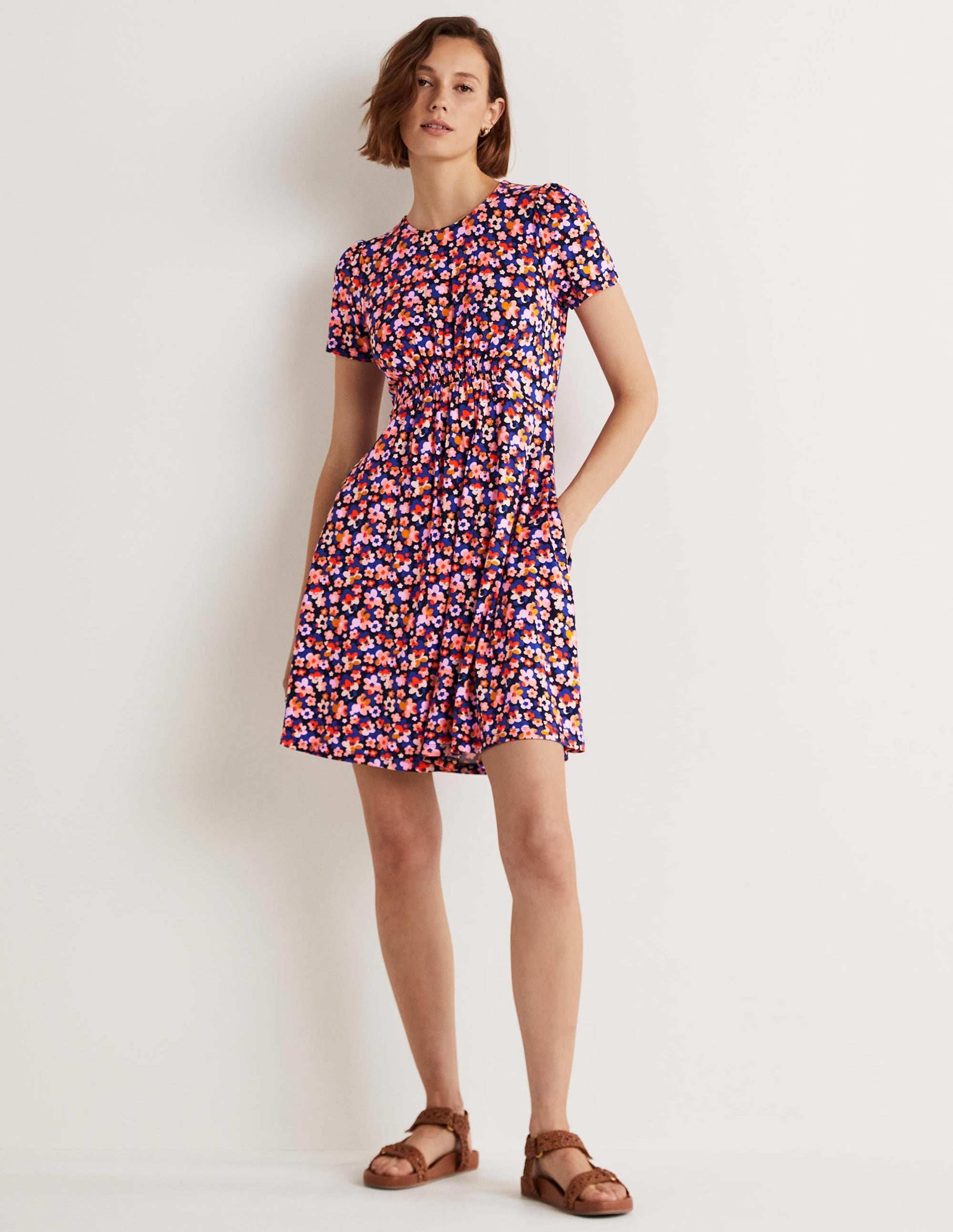 Jerseykleid mit Rundhalsausschnitt-Französisches Navy, Abstraktes Muster - Image 5
