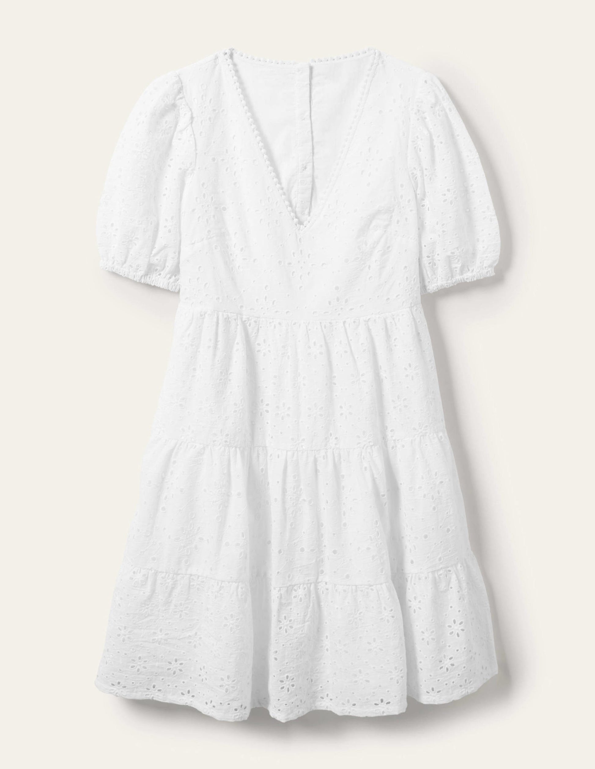 Kleid mit Lochstickerei und Rückendetail-Weiß-6