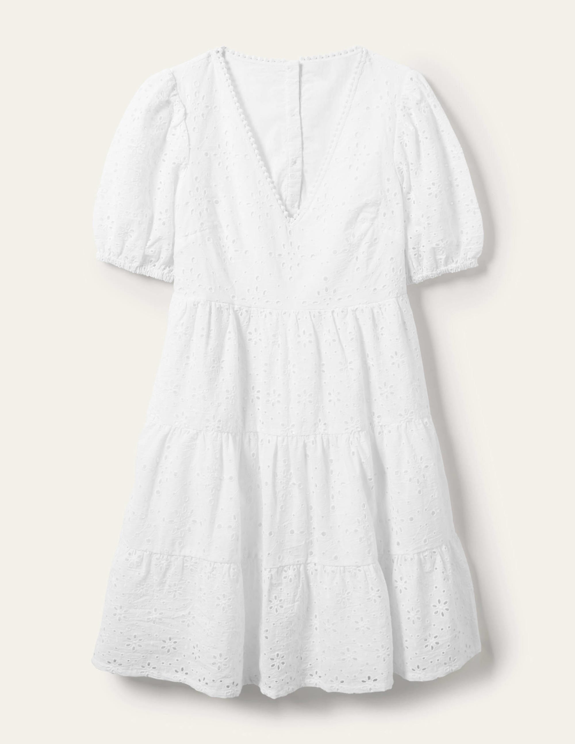 Kleid mit Lochstickerei und Rückendetail-Weiß - Image 6