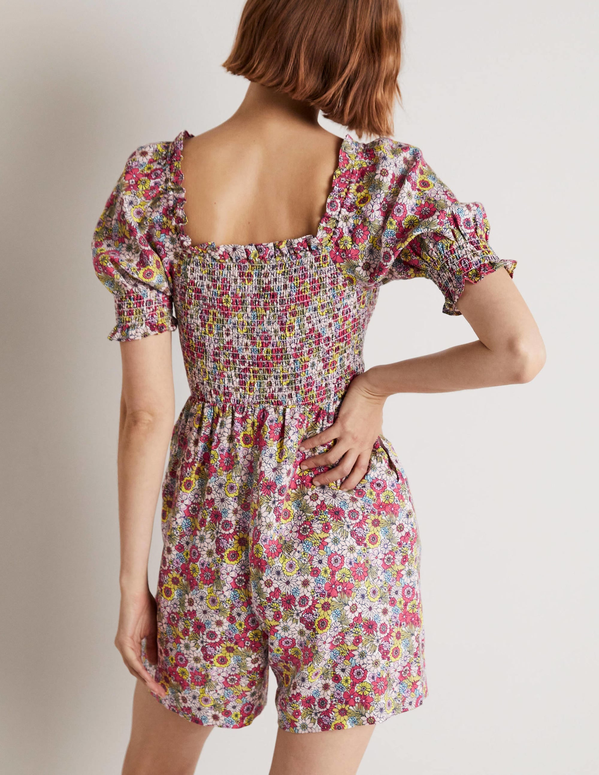 Combishort avec corsage à smocks-Multi, motif Bloom Garden - Image 8