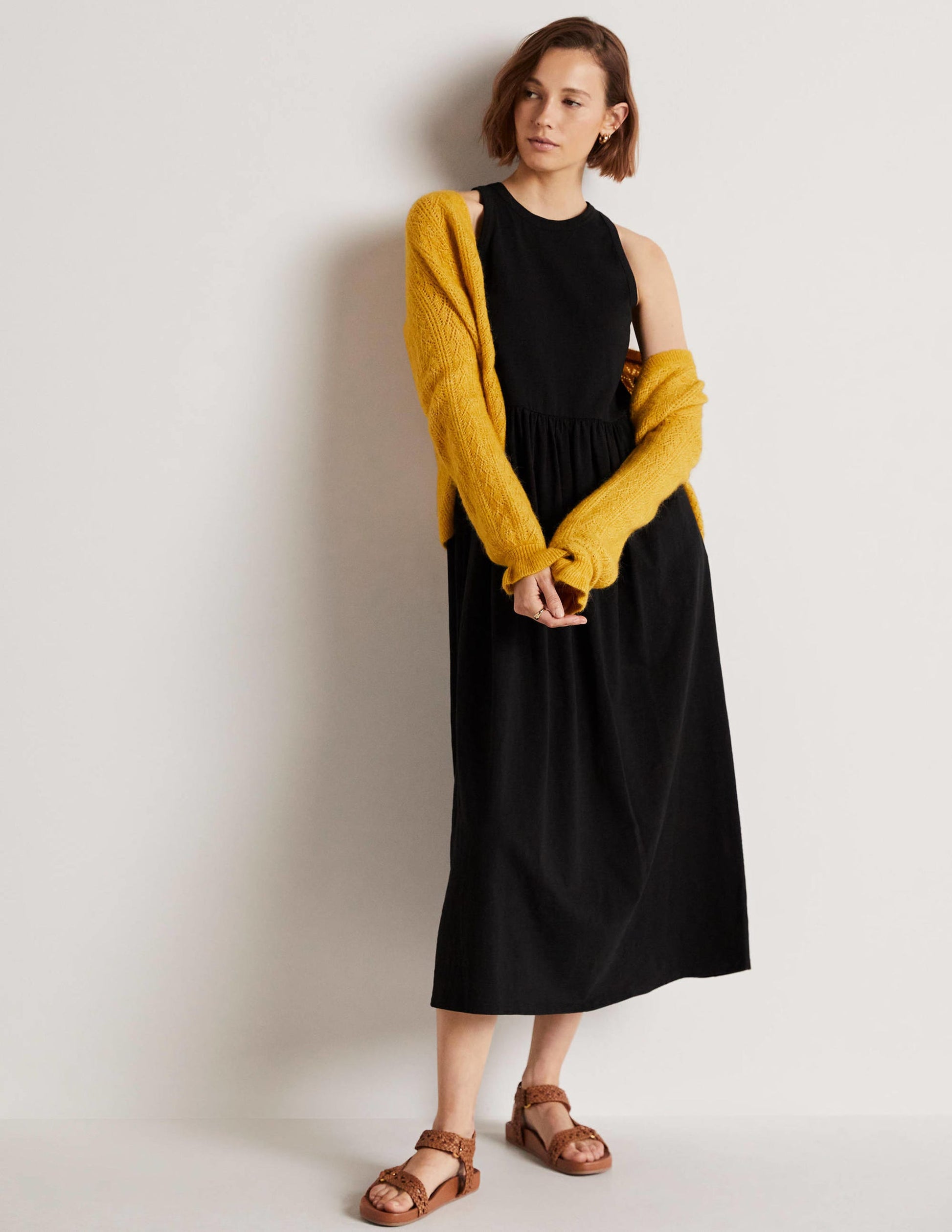 Ärmelloses Jersey-Midikleid-Schwarz-10