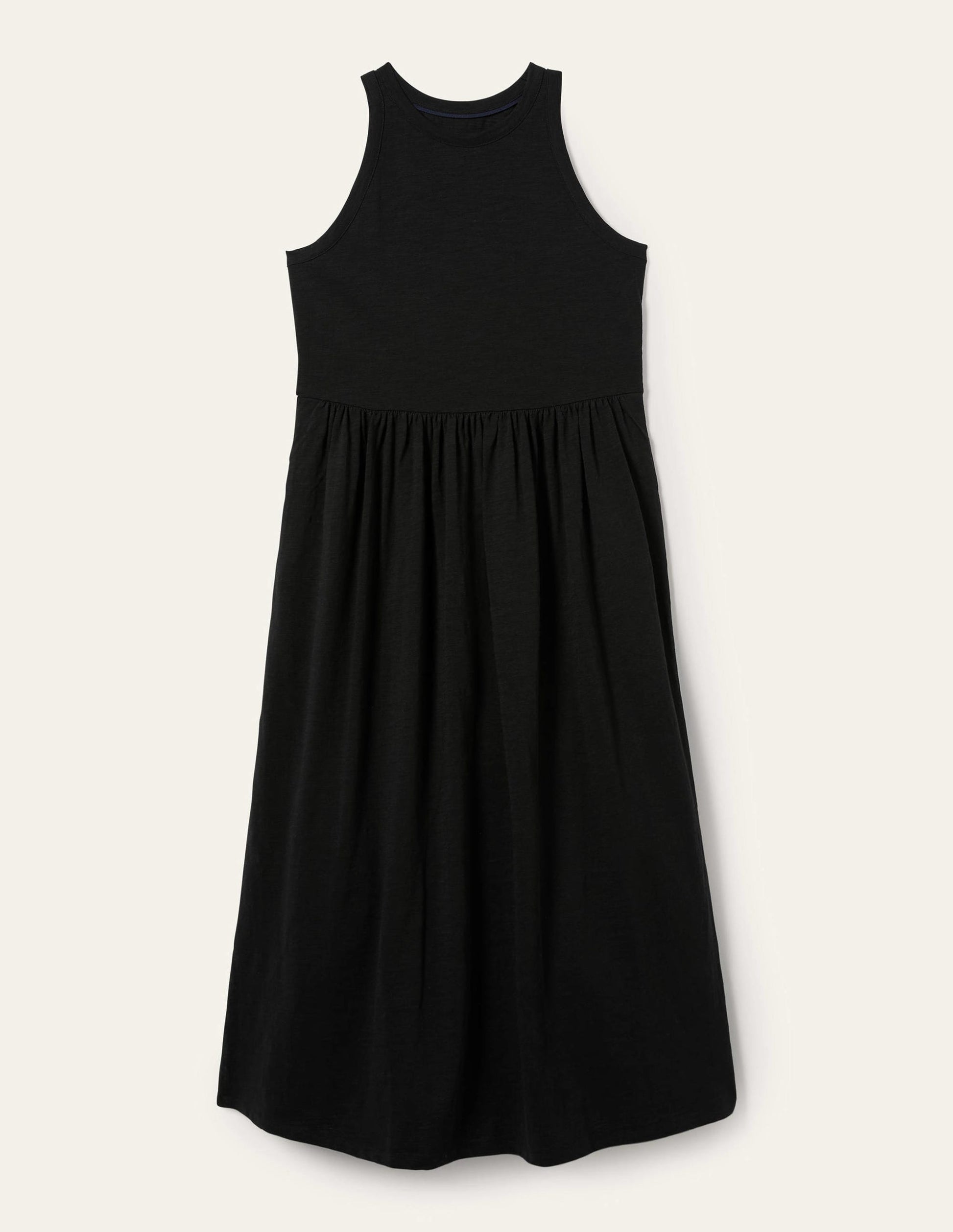 Ärmelloses Jersey-Midikleid-Schwarz-11