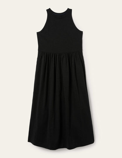 Ärmelloses Jersey-Midikleid-Schwarz-11