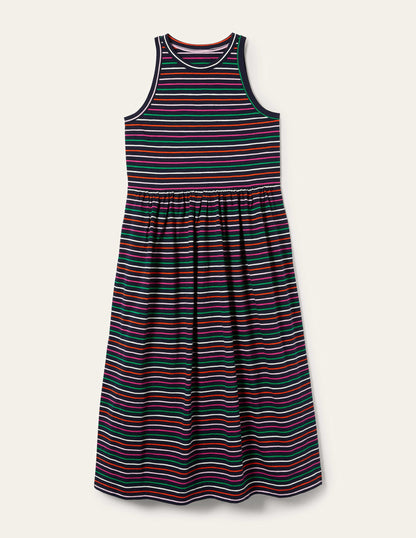 Ärmelloses Jersey-Midikleid-Navy/Bunt, Gestreift-11