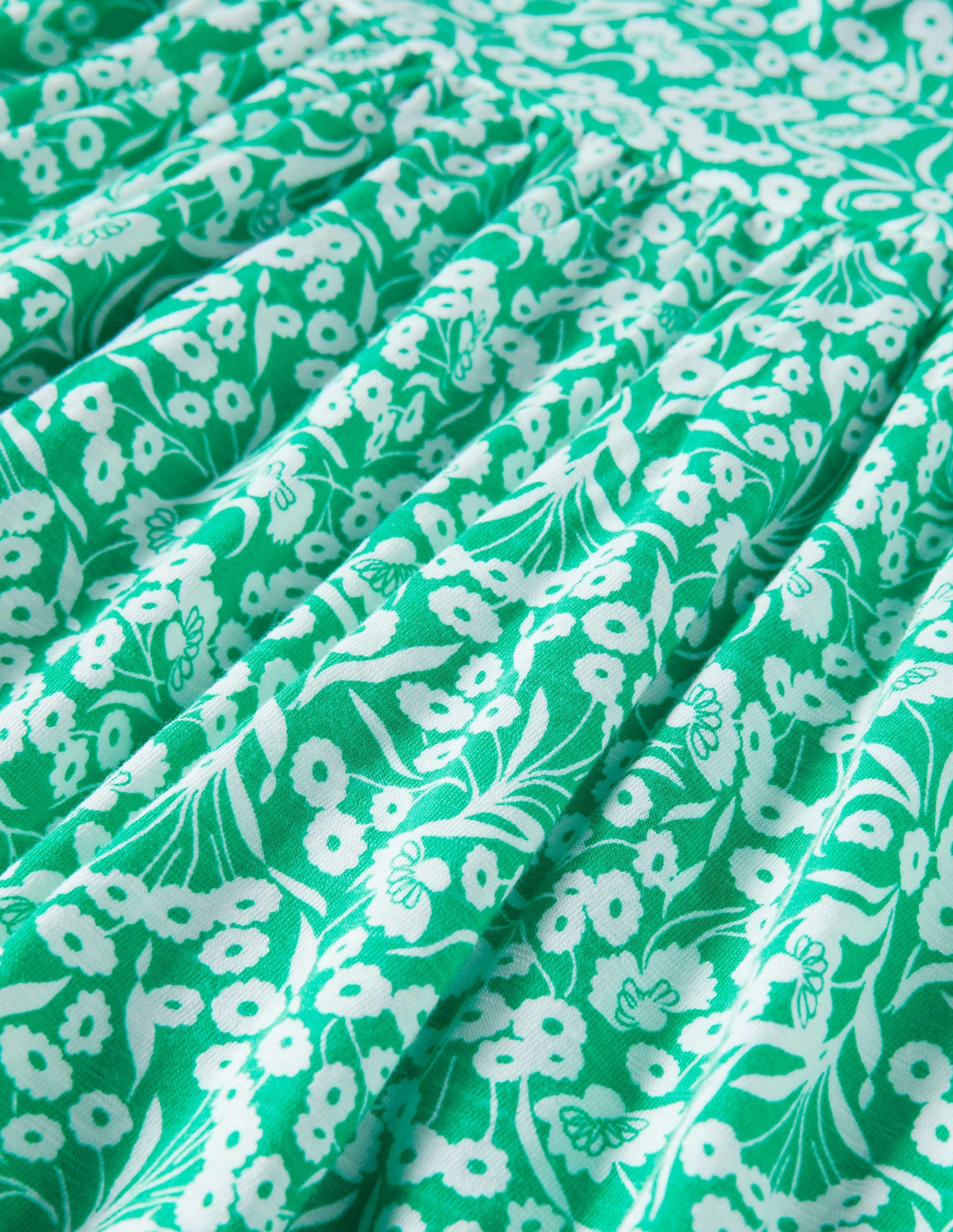 Jersey-Minikleid mit Rückendetail-Smaragdgrün, Knospenmuster-11