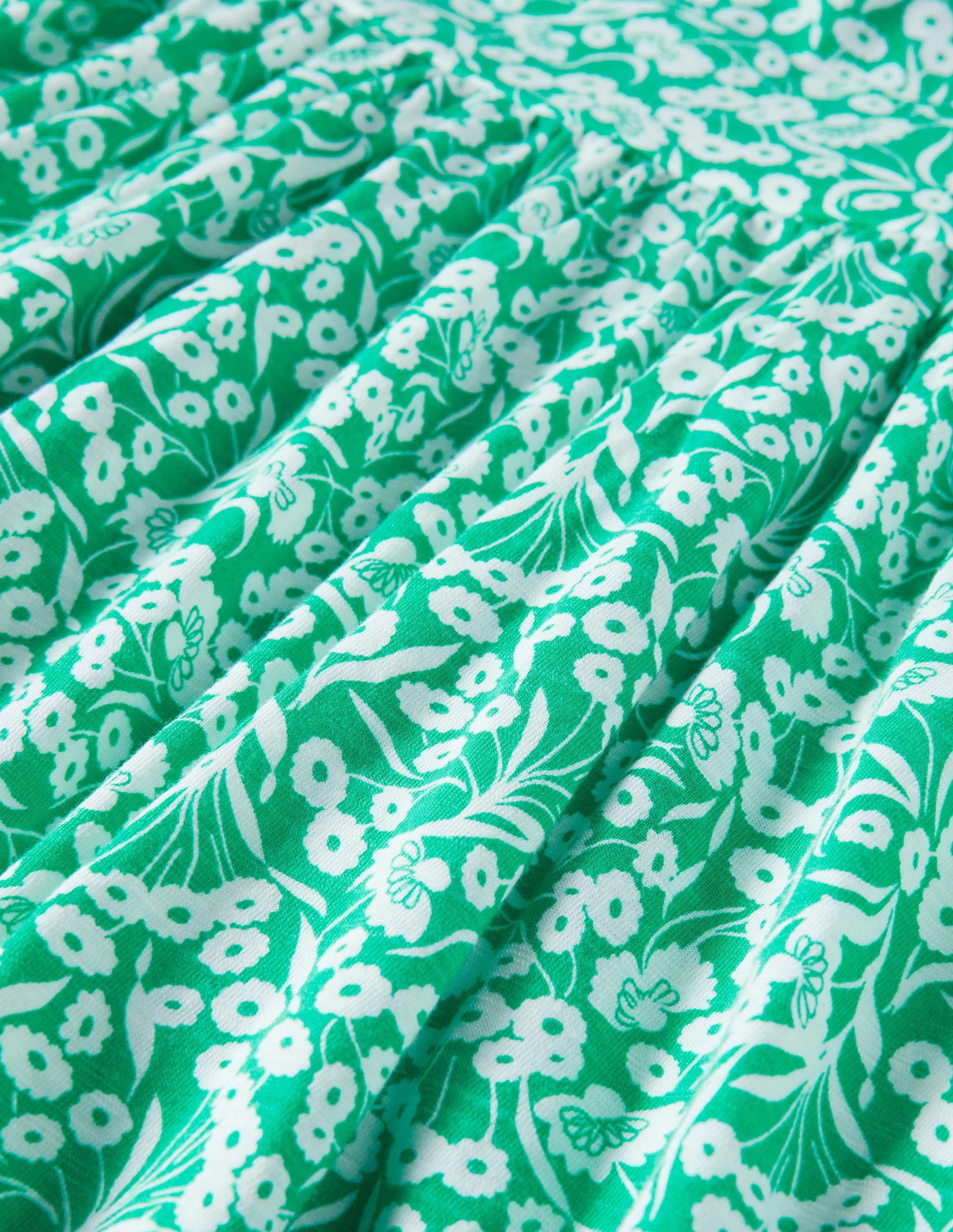 Jersey-Minikleid mit Rückendetail-Smaragdgrün, Knospenmuster - Image 11
