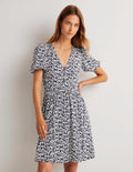 Jersey-Minikleid mit Rückendetail-Navy, Knospen