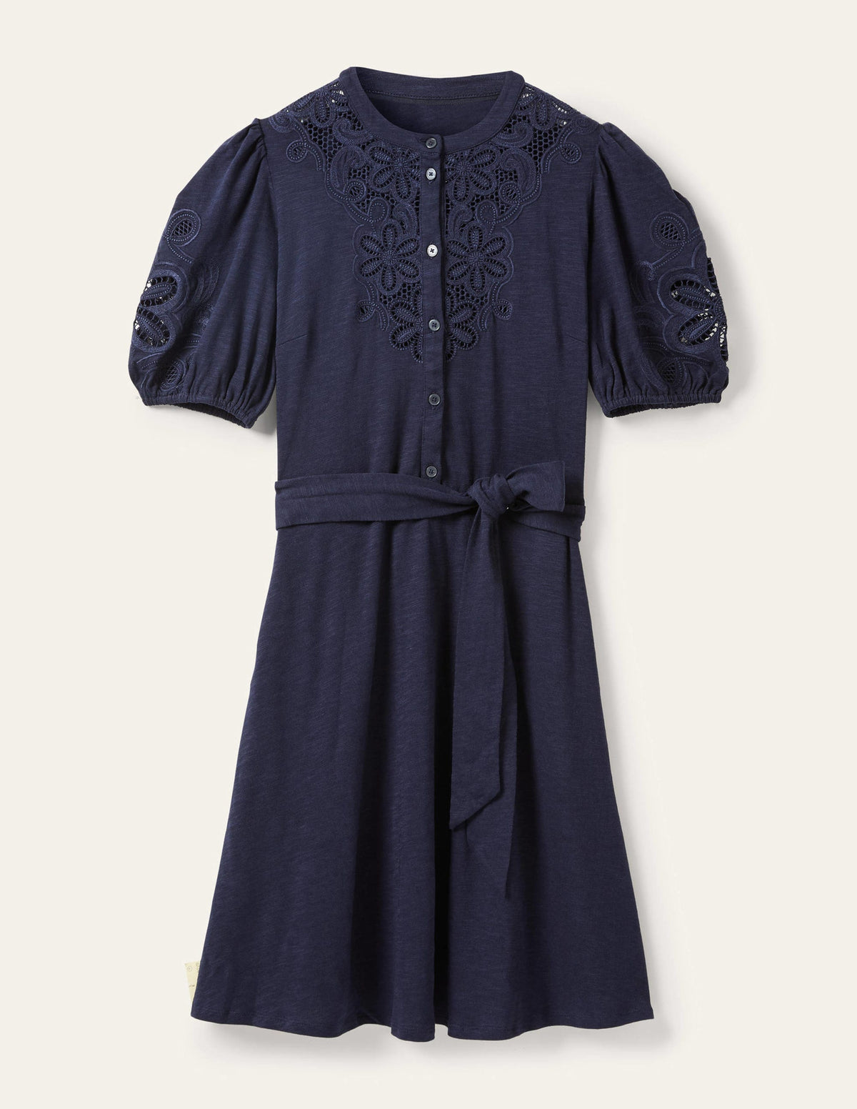 Besticktes Hemdblusenkleid aus Jersey-Marineblau - Image 13