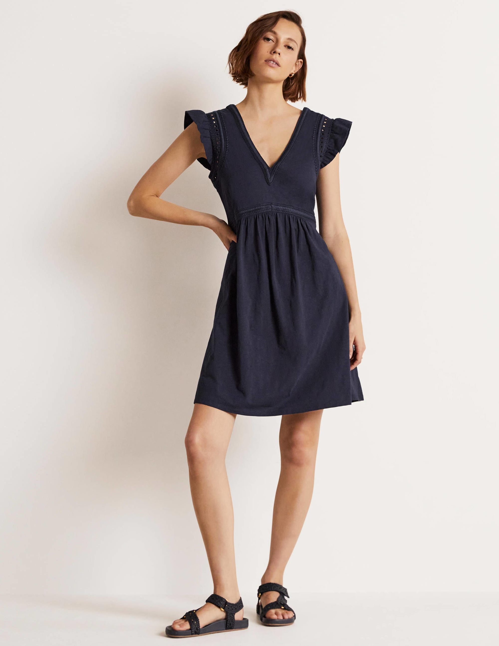 Jerseykleid mit Empire-Taille-Marineblau - Image 8