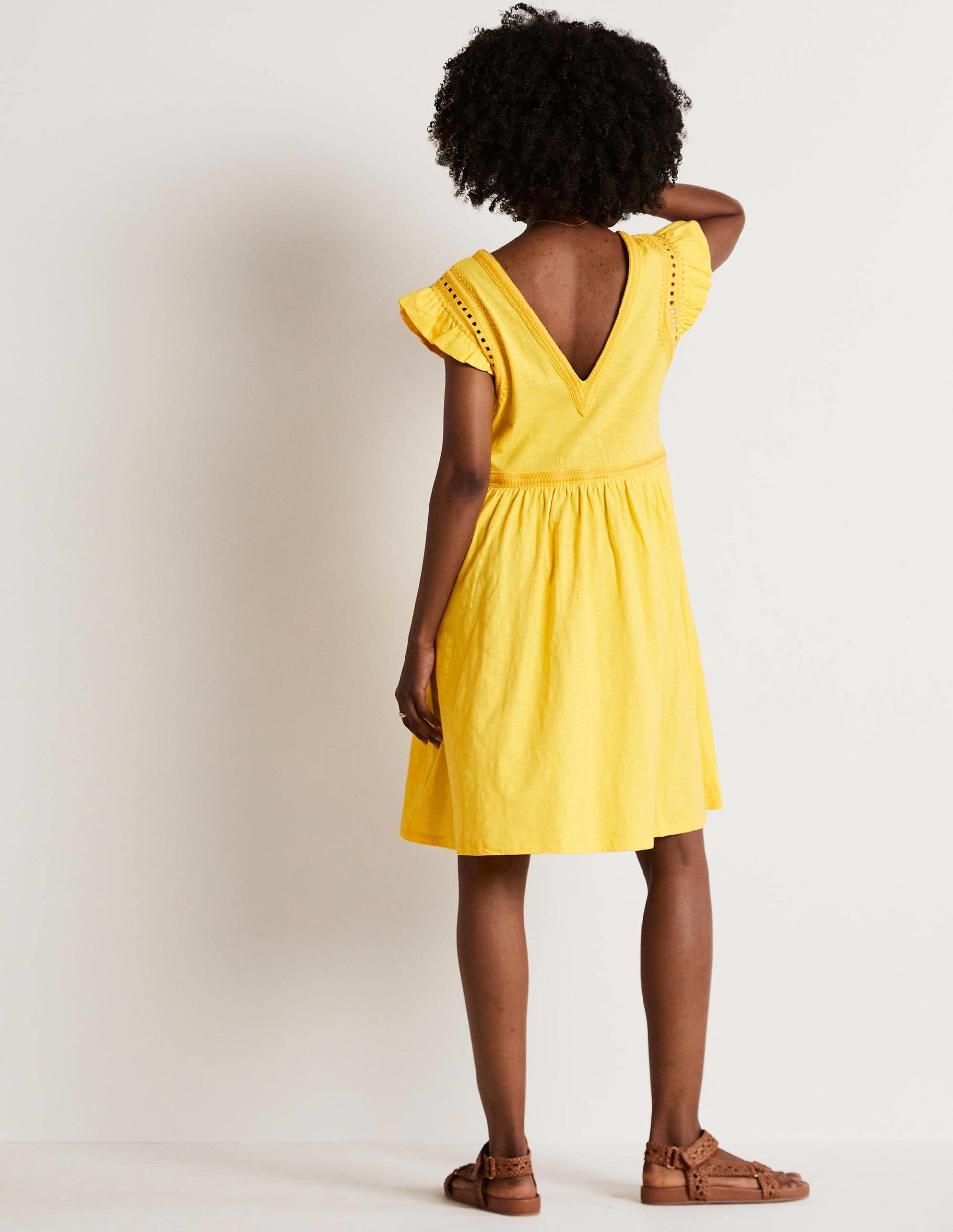 Jerseykleid mit Empire-Taille-Rauchgelb-8