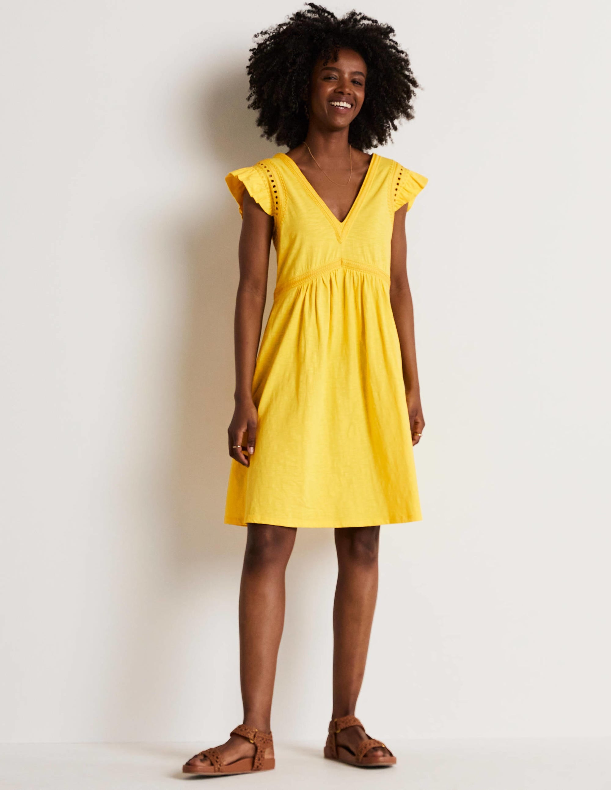 Jerseykleid mit Empire-Taille-Rauchgelb - Image 9