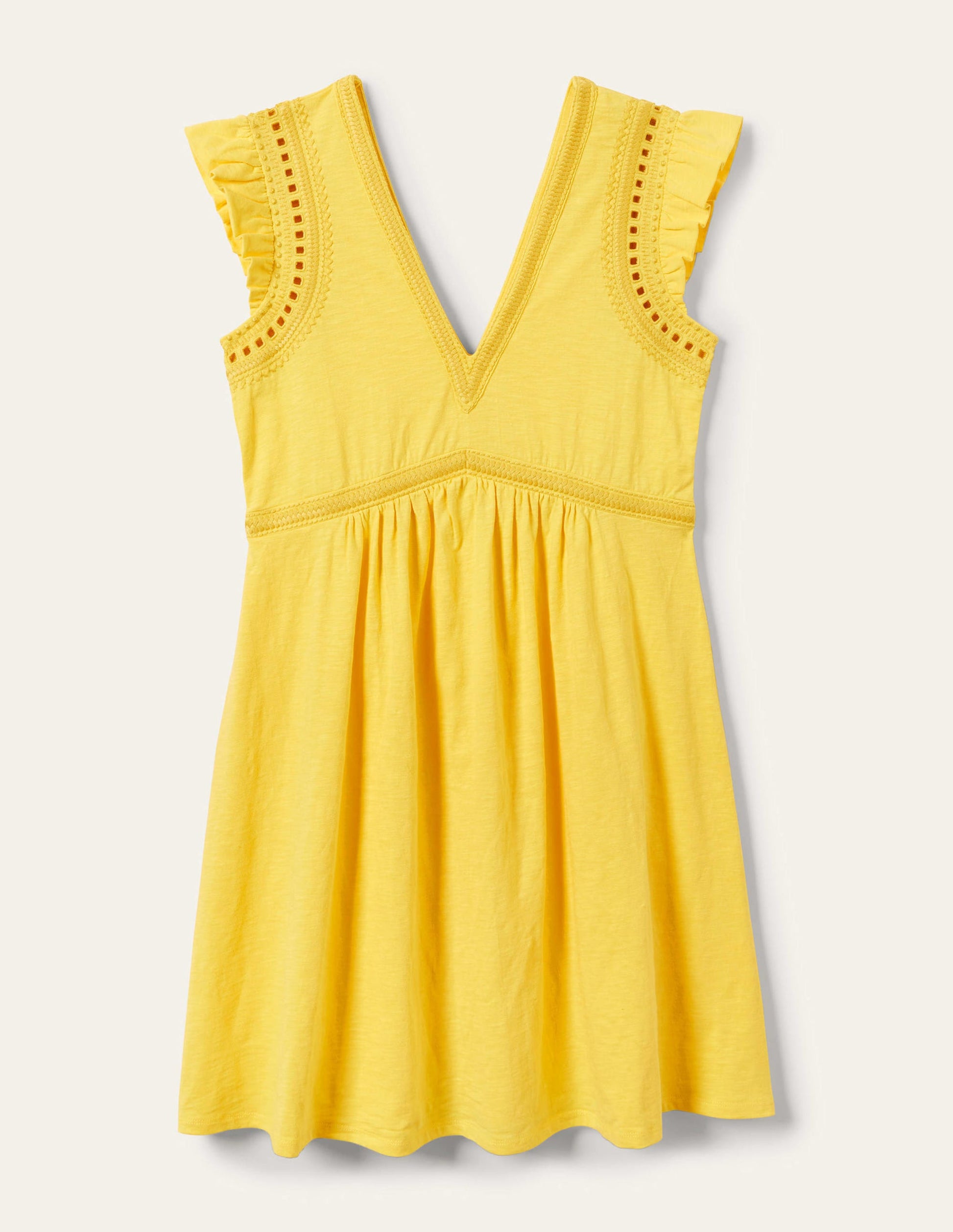 Jerseykleid mit Empire-Taille-Rauchgelb-12