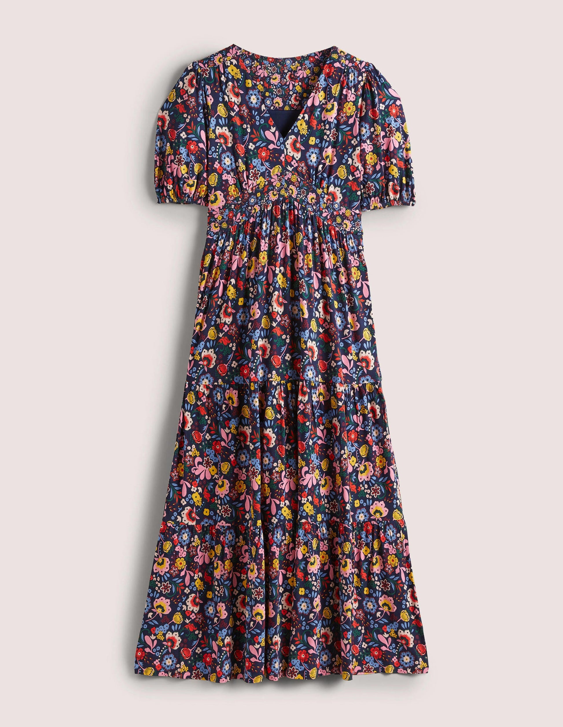 Tiered Jersey Maxi Tea Dress-Navy, Pretty Paradise-6