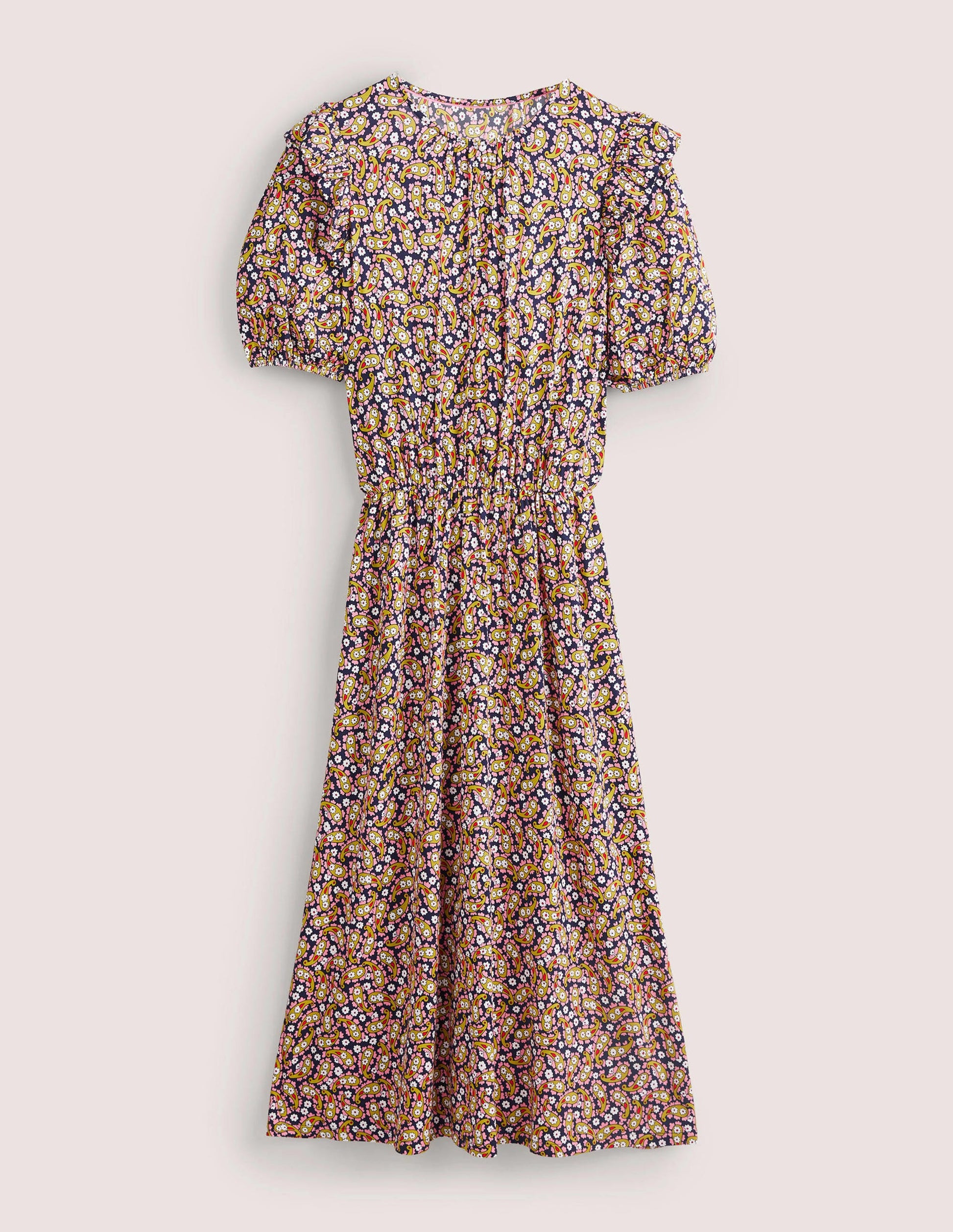 Jersey-Midikleid mit Rüschen-Citronella, Blütenblätter-Paisleymuster-5