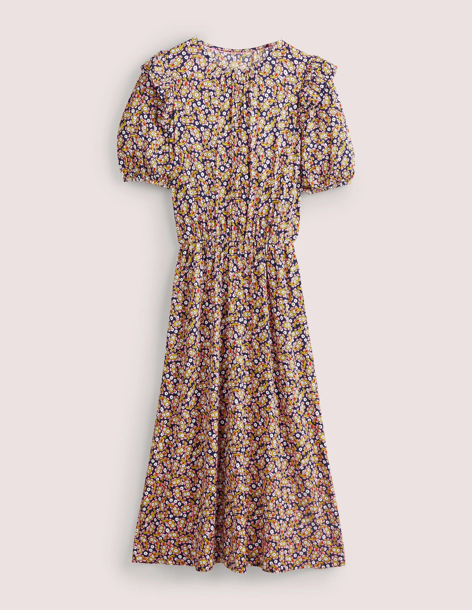 Jersey-Midikleid mit Rüschen-Citronella, Blütenblätter-Paisleymuster - Image 5