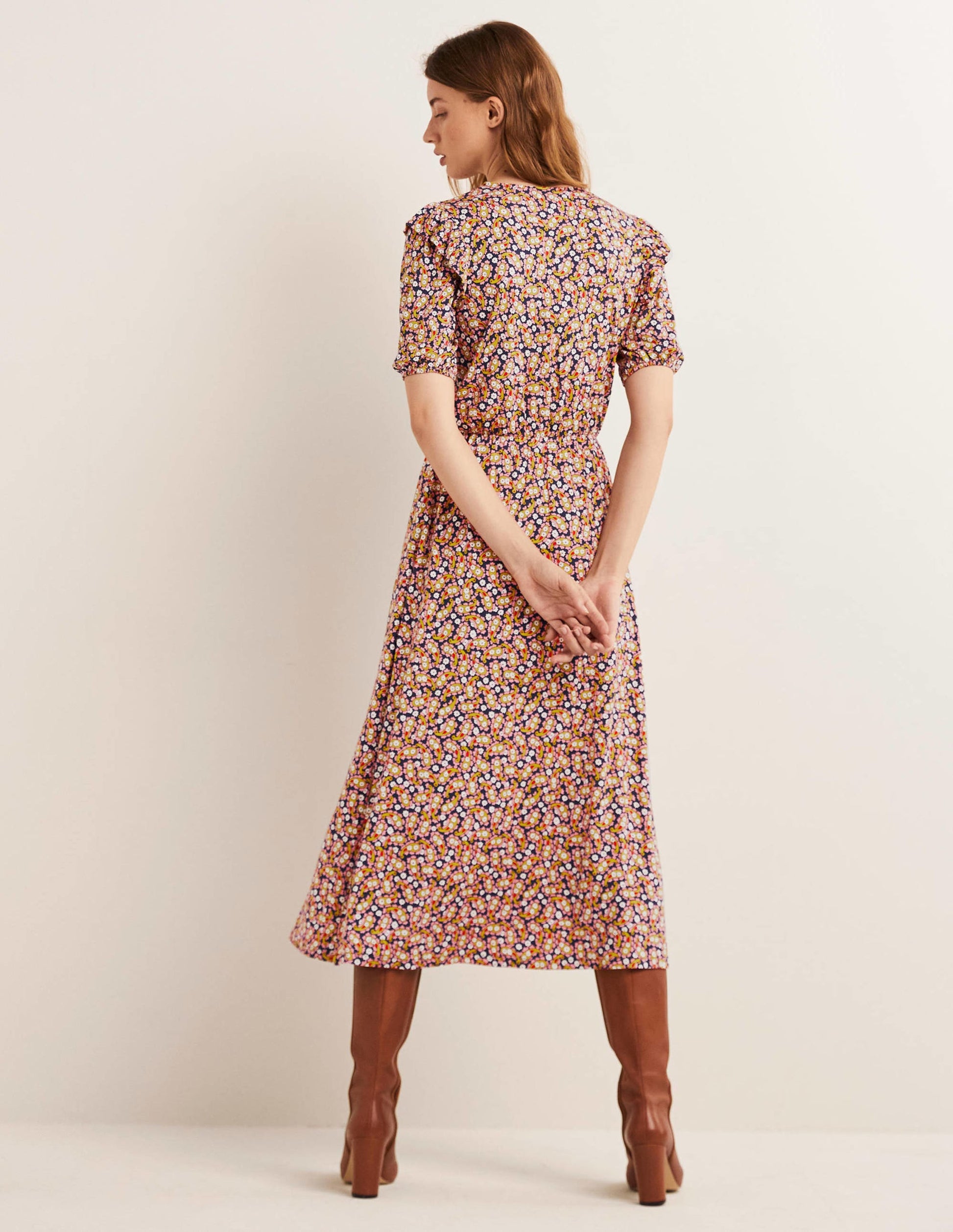 Jersey-Midikleid mit Rüschen-Citronella, Blütenblätter-Paisleymuster-3