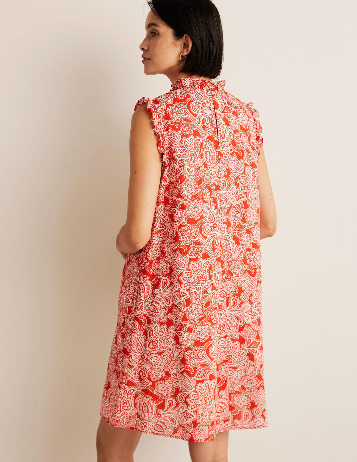 Sleeveless Smocked Mini Dress-Firecracker, Paisley Bud - Image 7