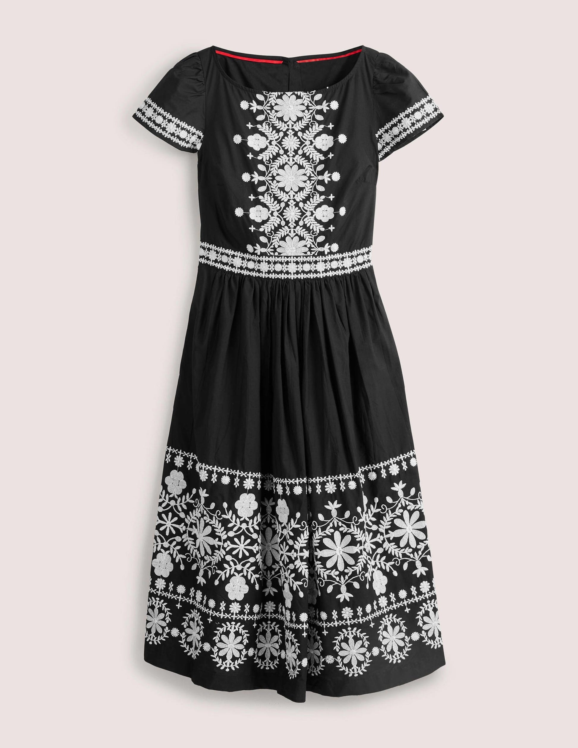 Midikleid mit Stickerei-Schwarz-5