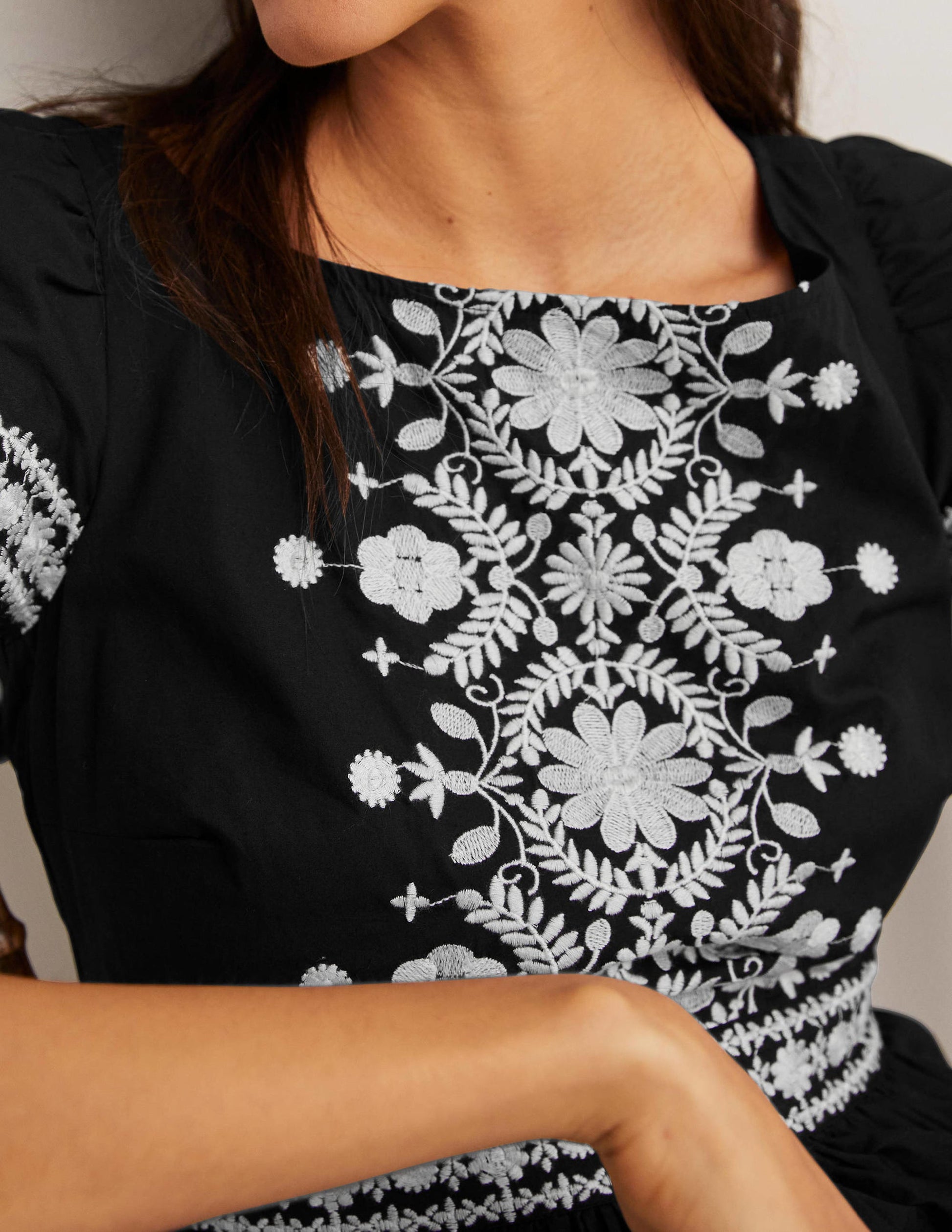 Midikleid mit Stickerei-Schwarz-2