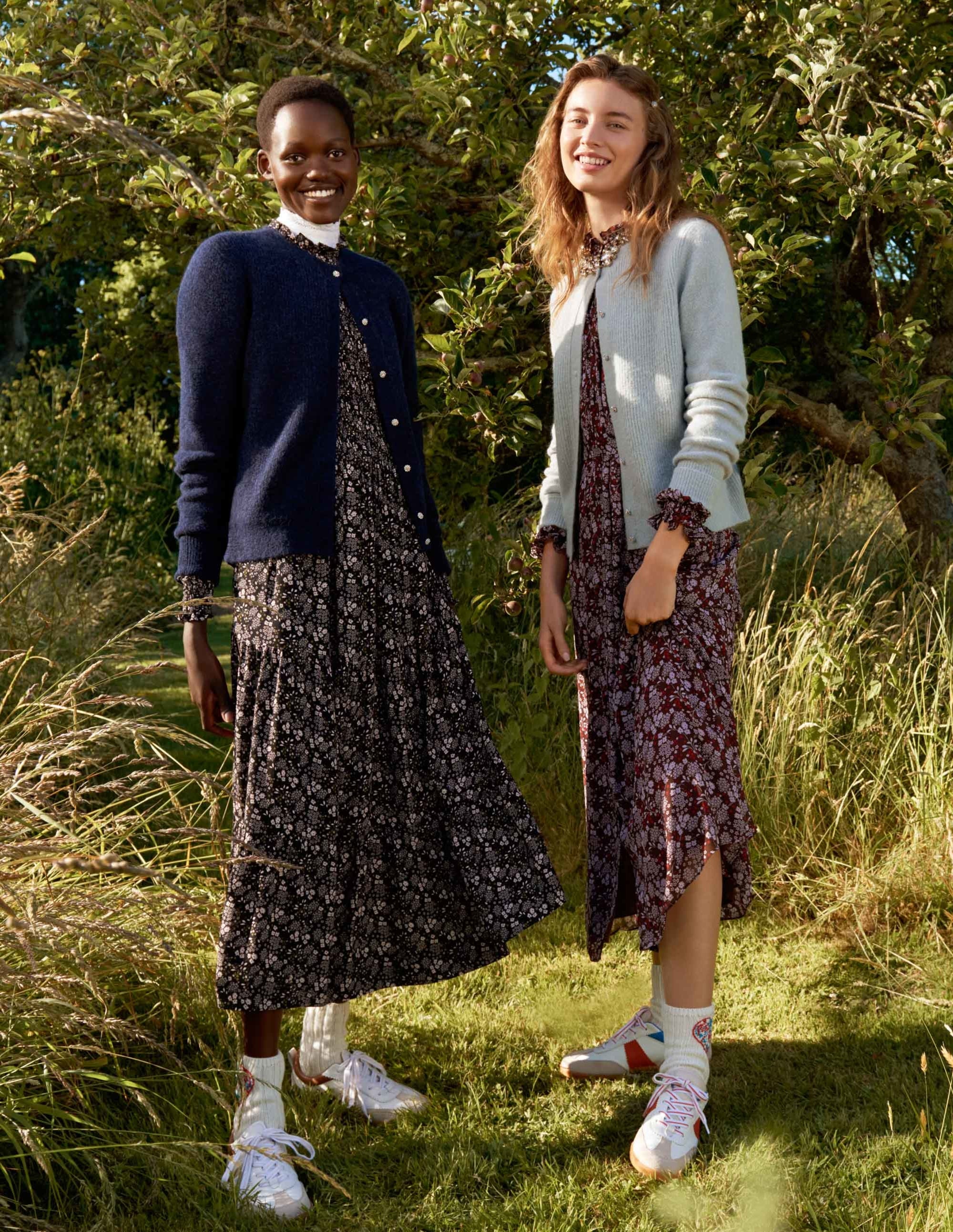 Robe midi à smocks et volants-Noir, motif Prairie Garden - Image 6
