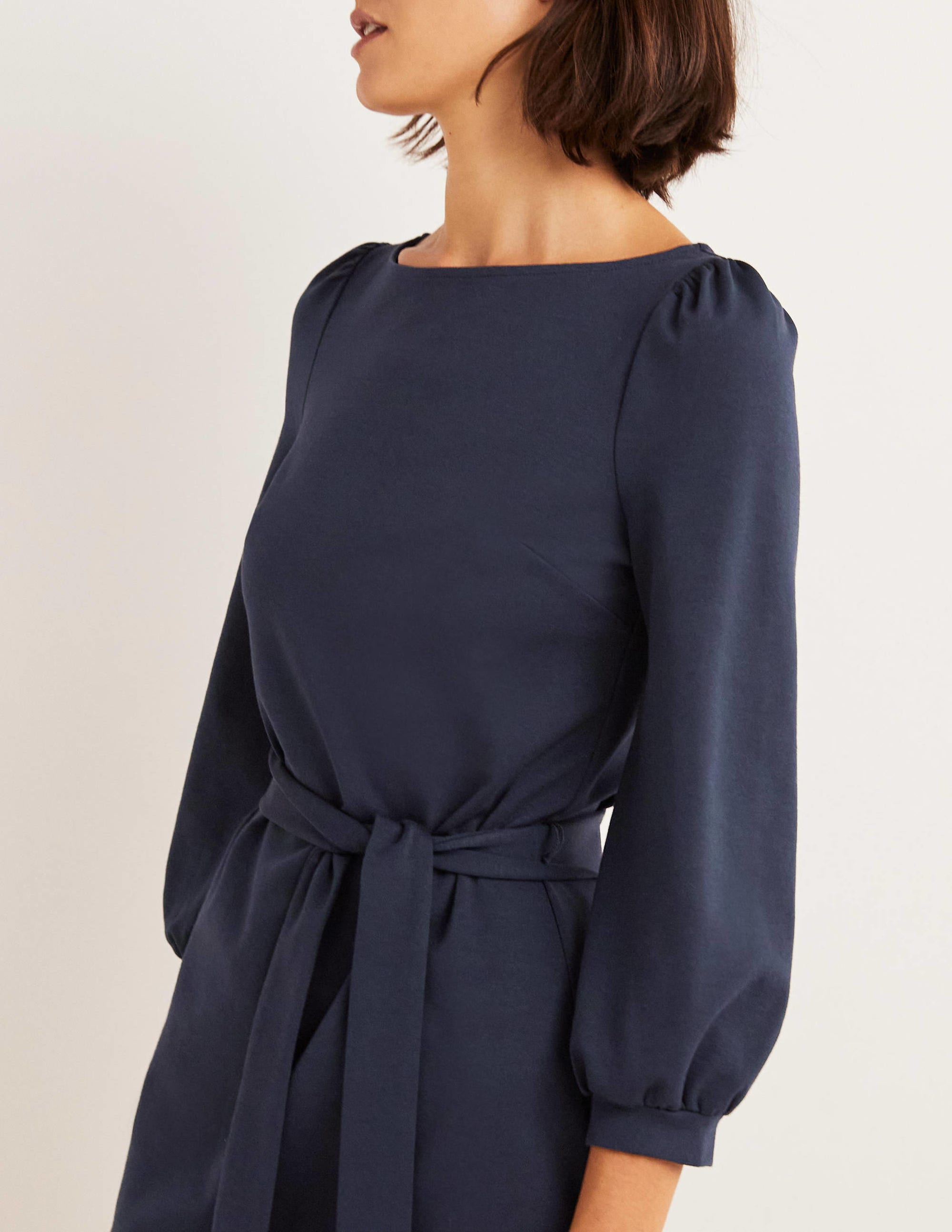 Robe fourreau en jersey à détail noué-Bleu marine - Image 2