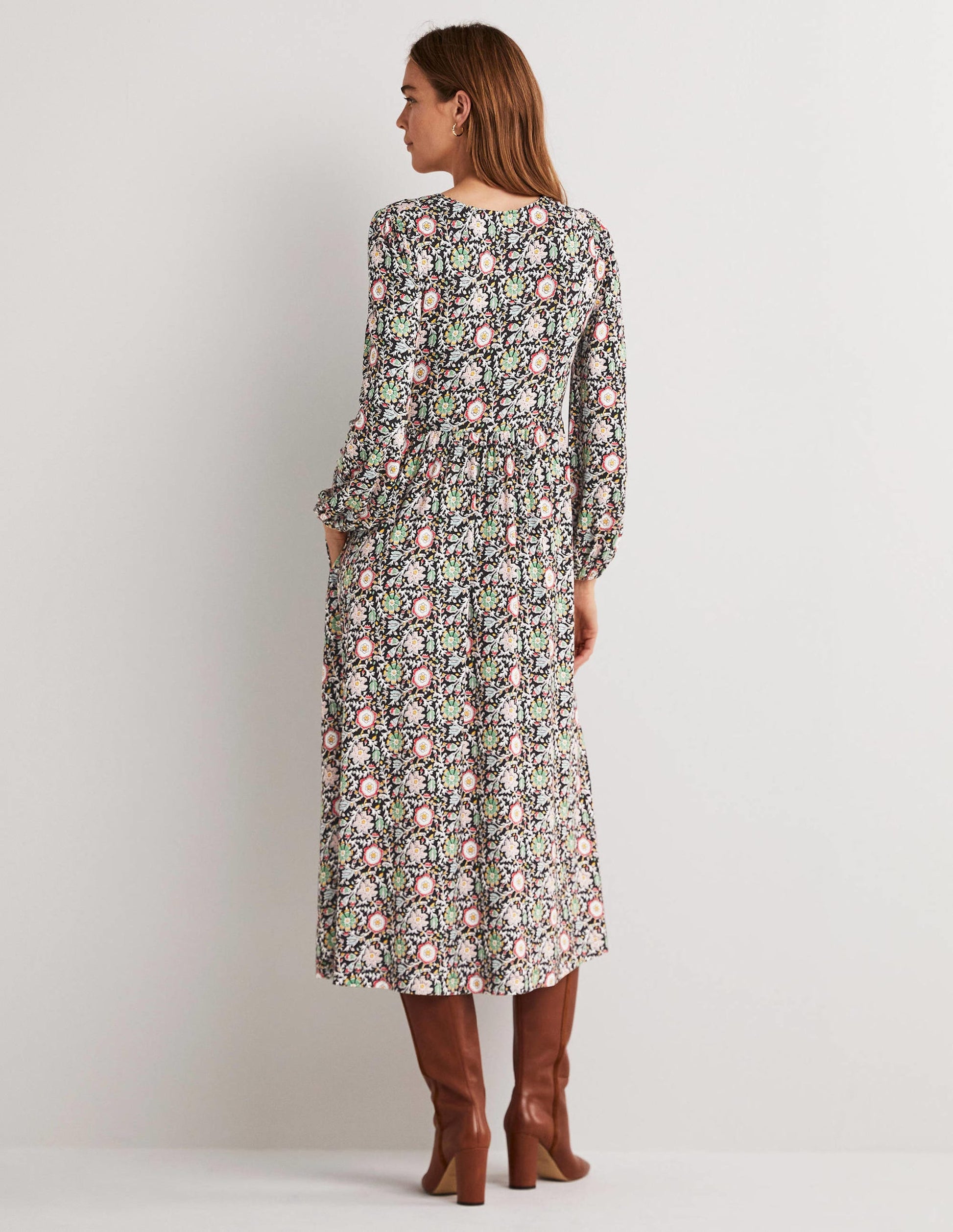 Robe midi en jersey à manches longues-Multi, motif Enchanting Twig-4