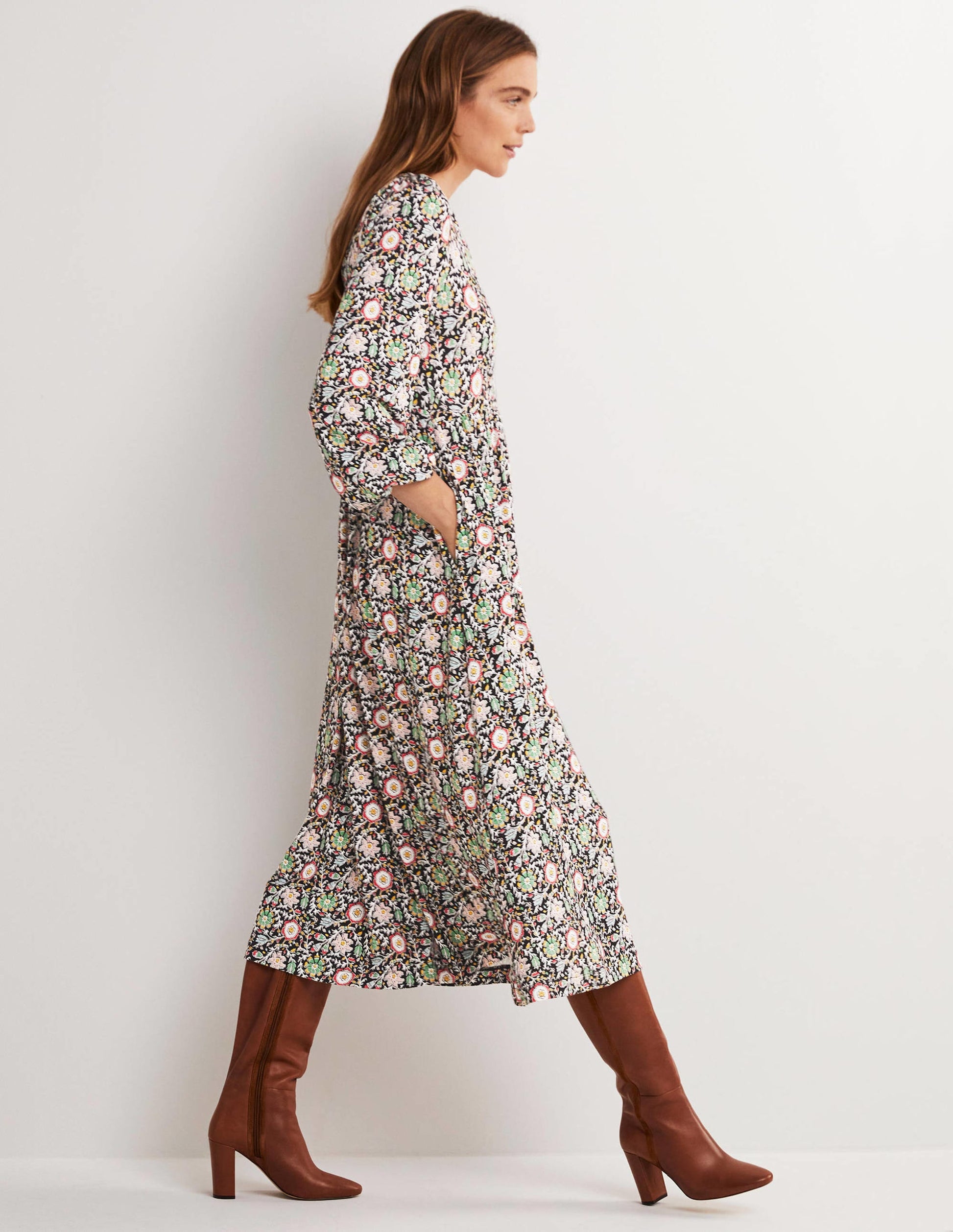 Robe midi en jersey à manches longues-Multi, motif Enchanting Twig-5