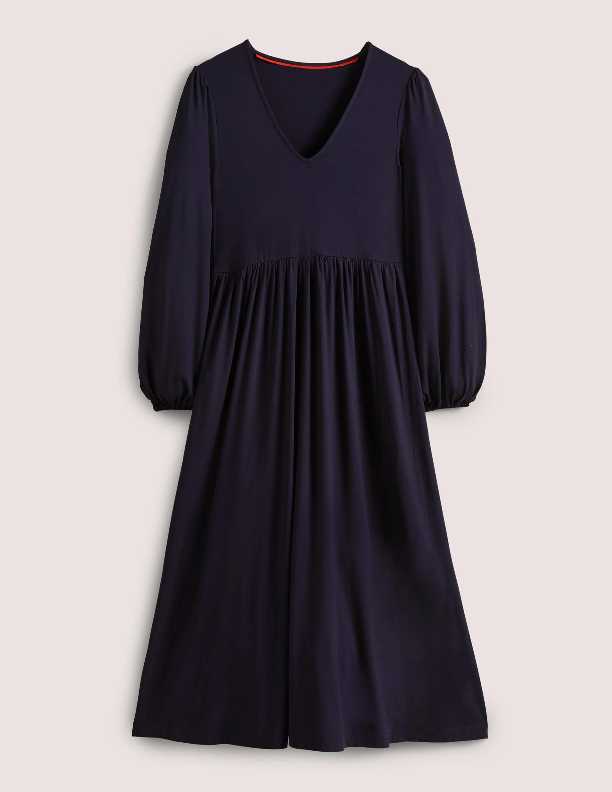 Robe midi en jersey à manches longues-Bleu marine - Image 5