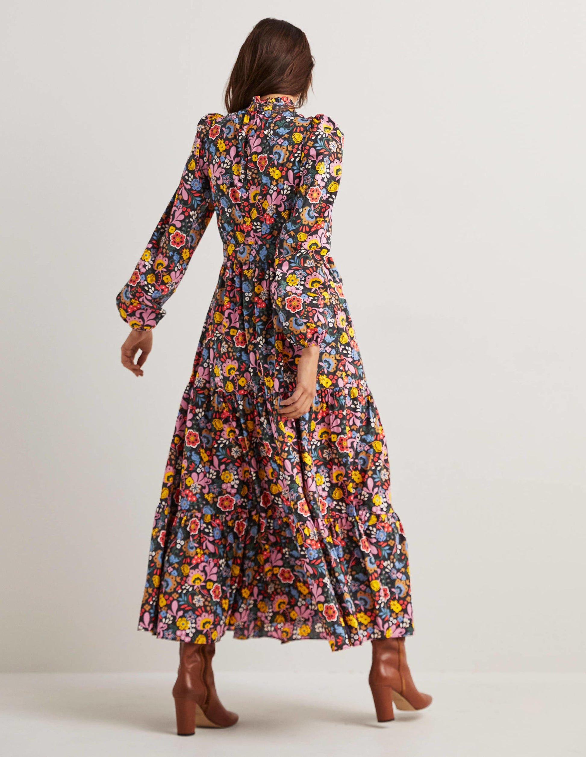 Mutton Sleeve Maxi Dress-Multi, Pretty Paradise-3