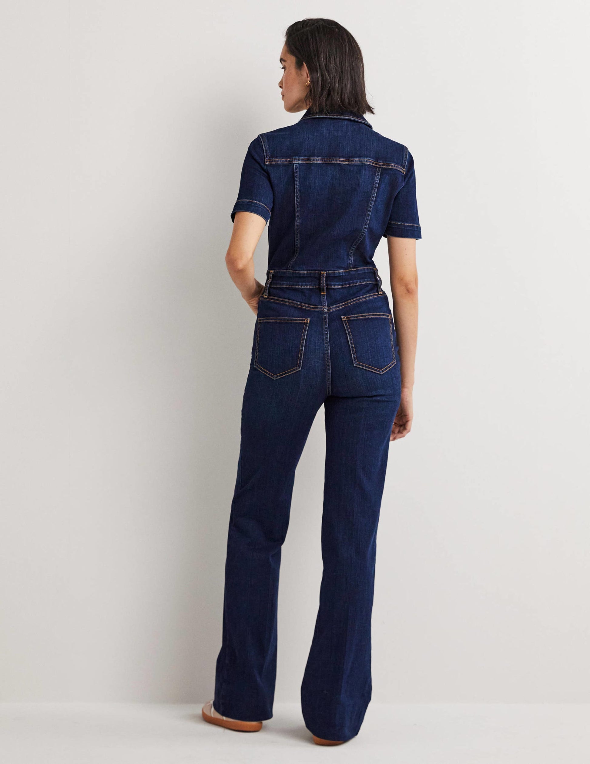 Combinaison bootcut en jean-Indigo-3