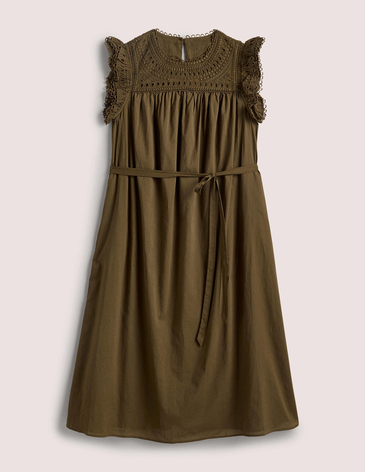 Midikleid mit Lochstickerei-Basilikumgrün-5