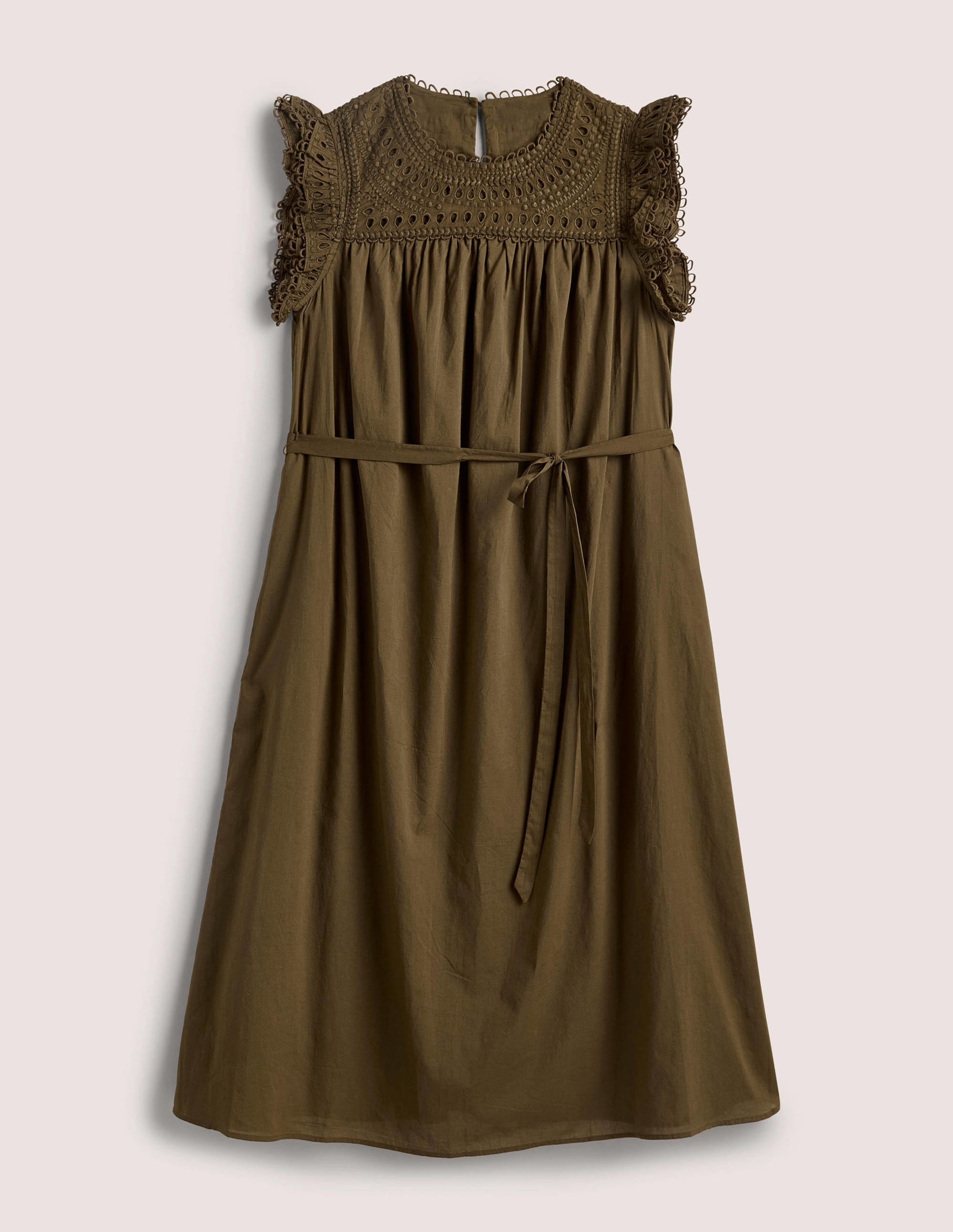 Midikleid mit Lochstickerei-Basilikumgrün - Image 5