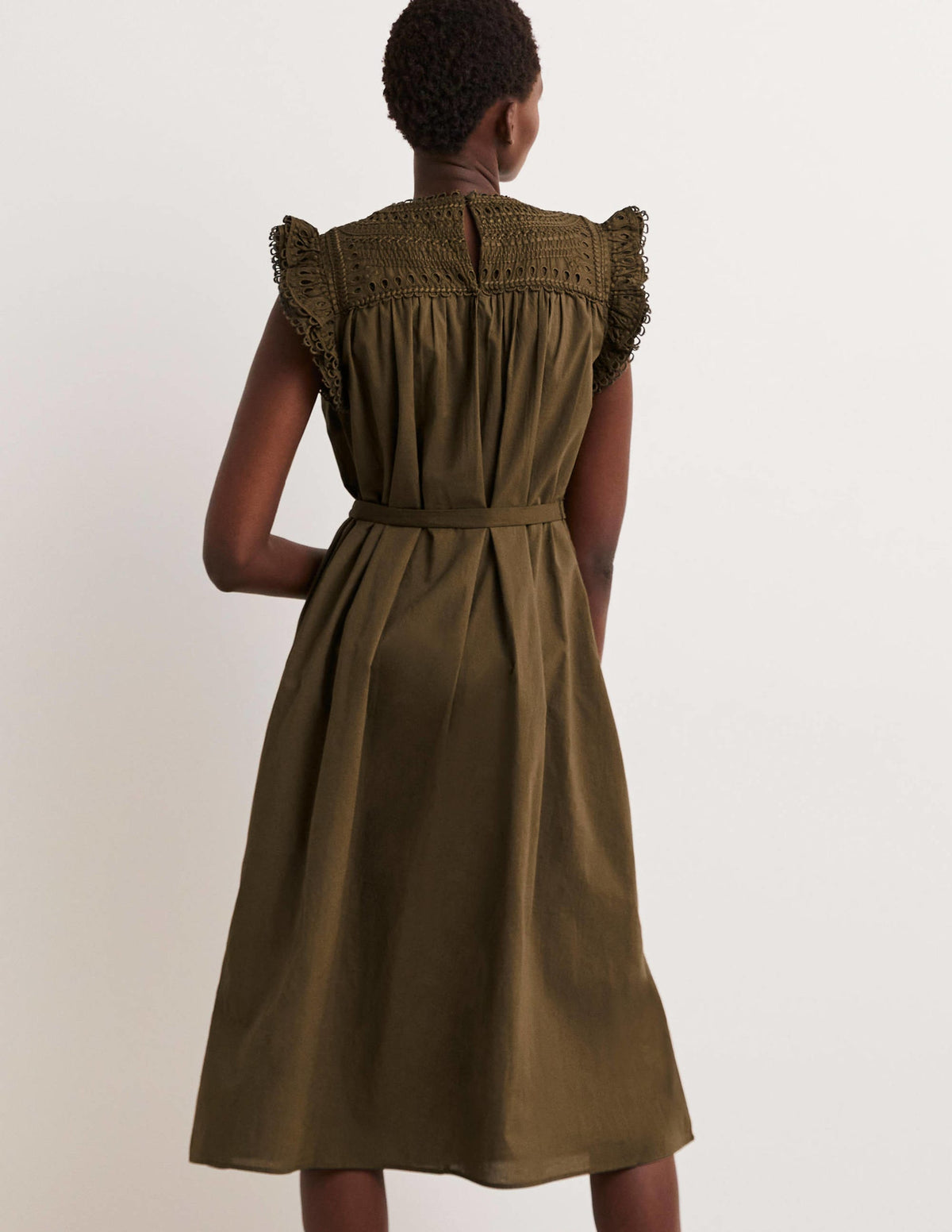Midikleid mit Lochstickerei-Basilikumgrün-3