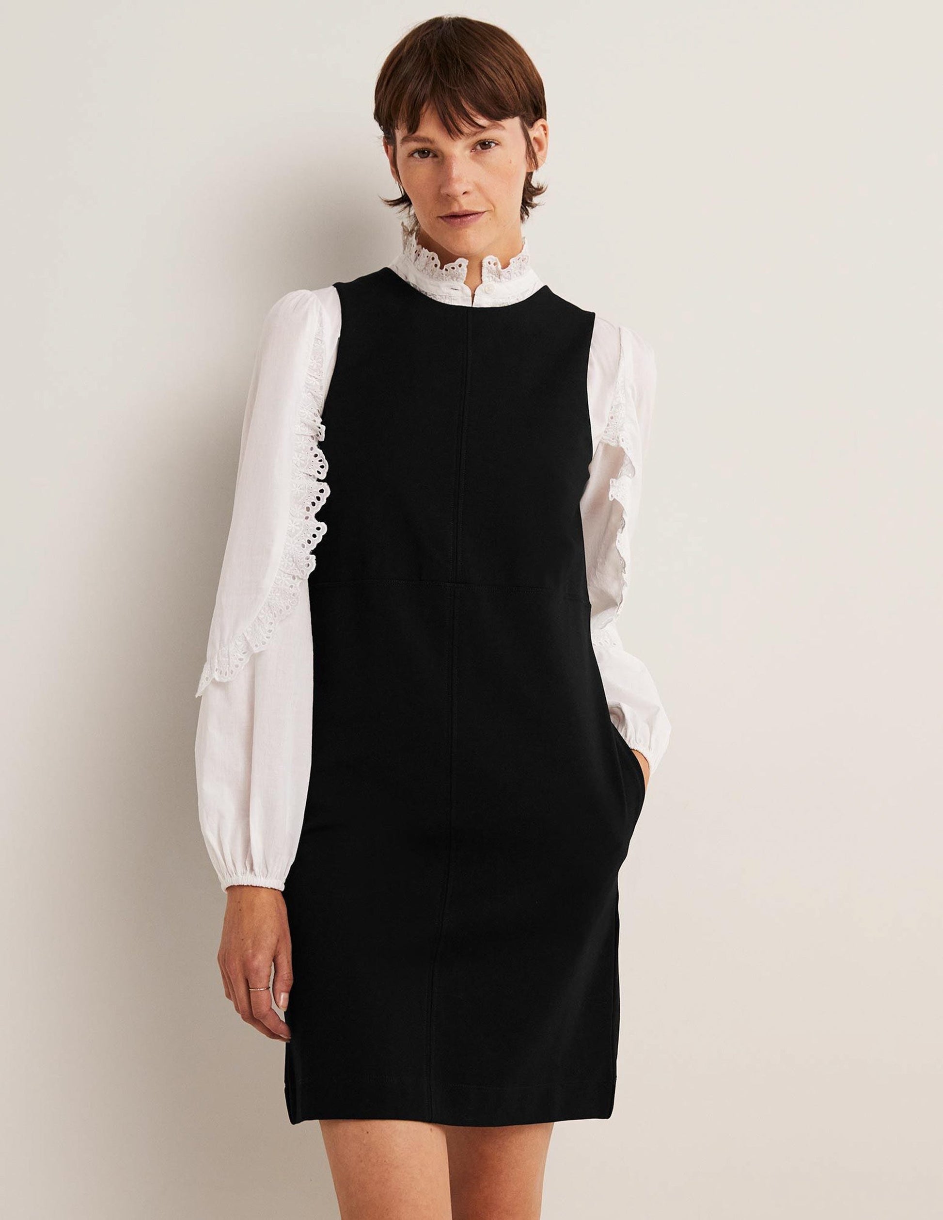 Jersey Mini Shift Dress-Black-4