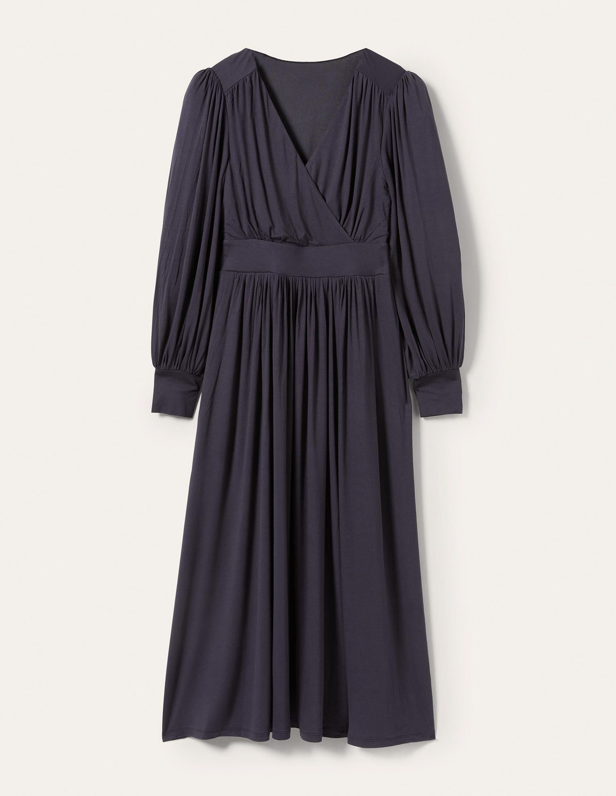 Fixed Wrap Jersey Midi Dress-Navy - Image 12