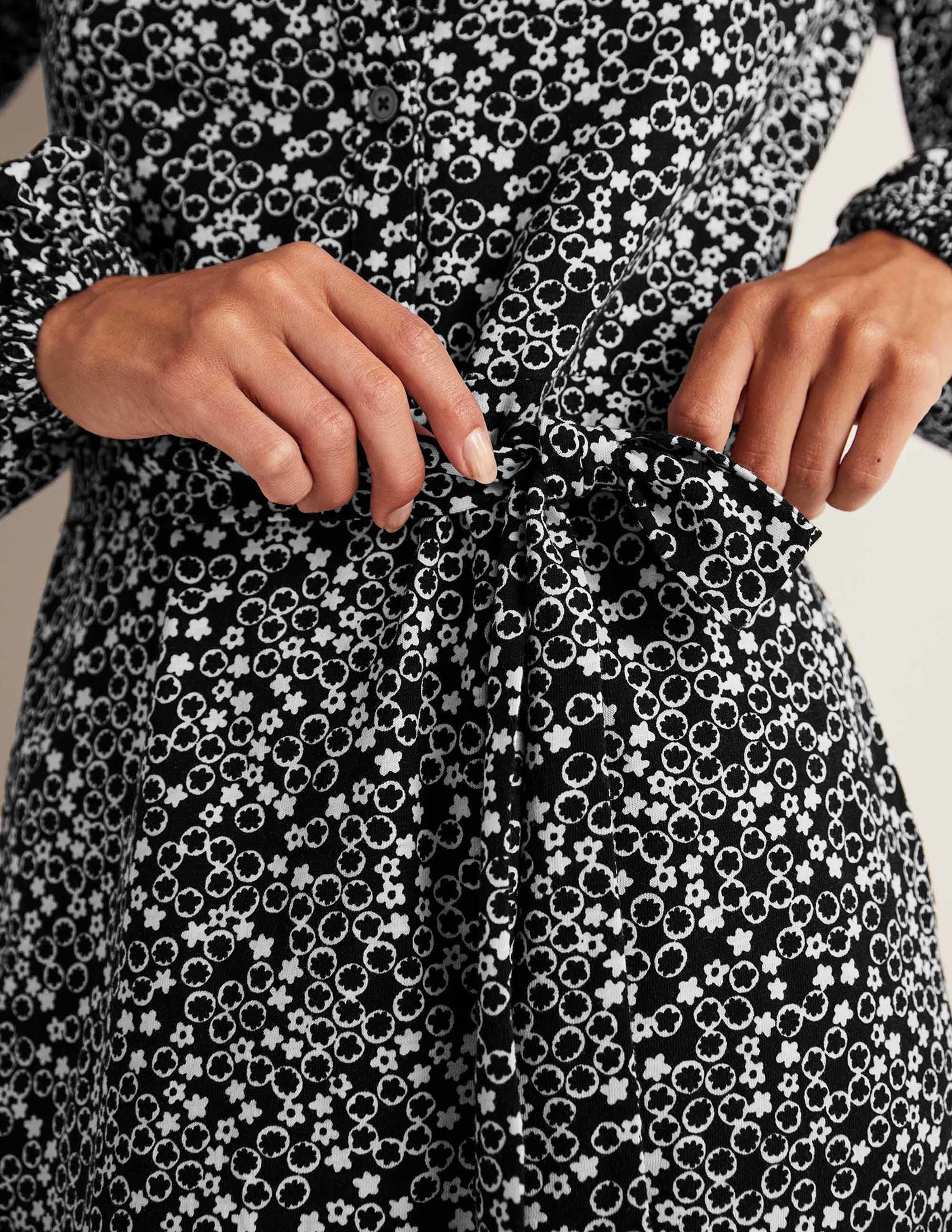Robe-chemise en jersey à ceinture-Noir, motif Floral Pebble - Image 7