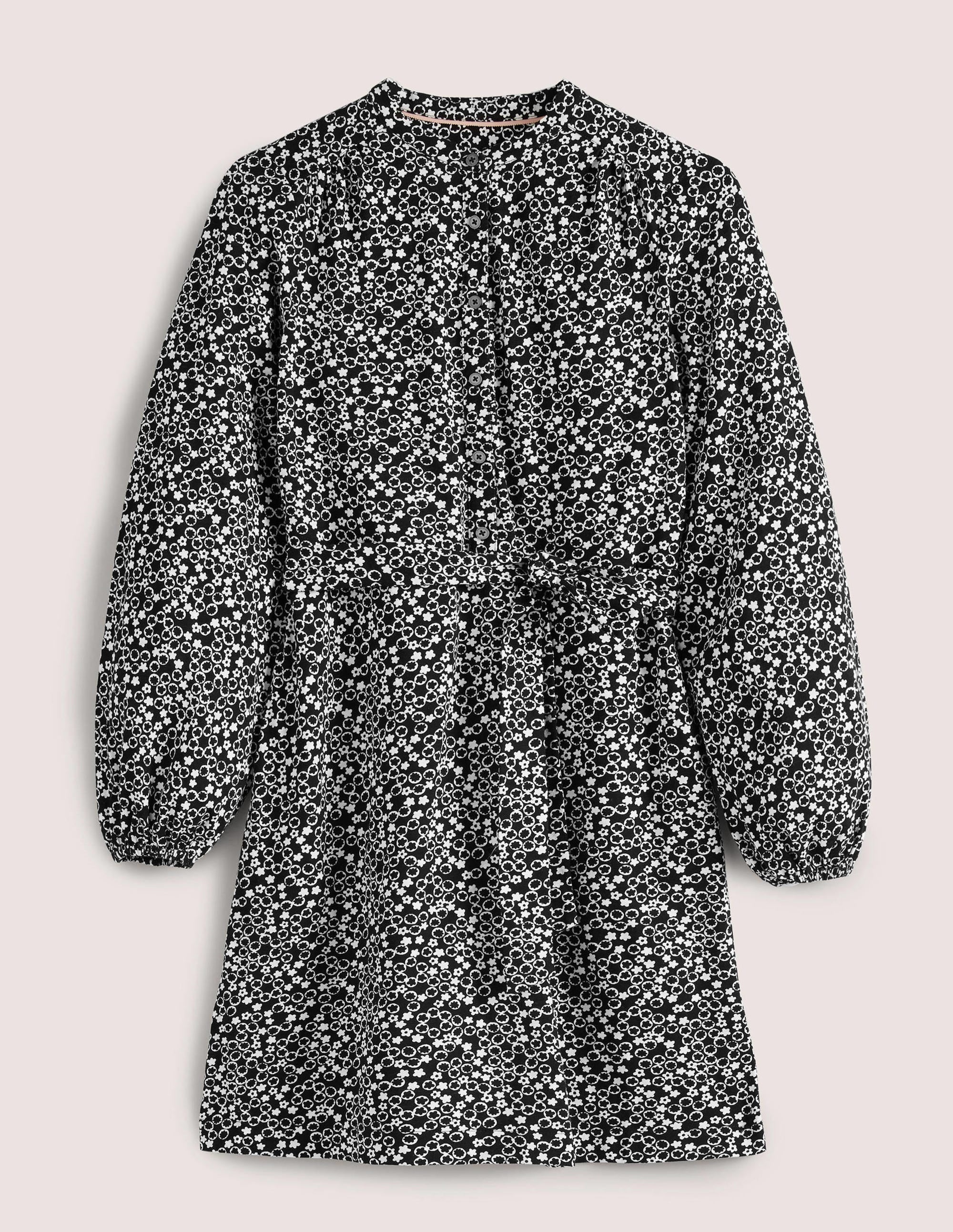 Robe-chemise en jersey à ceinture-Noir, motif Floral Pebble - Image 11
