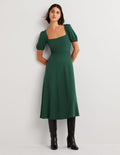Jersey-Midikleid mit kurzen Ärmeln-Jägergrün