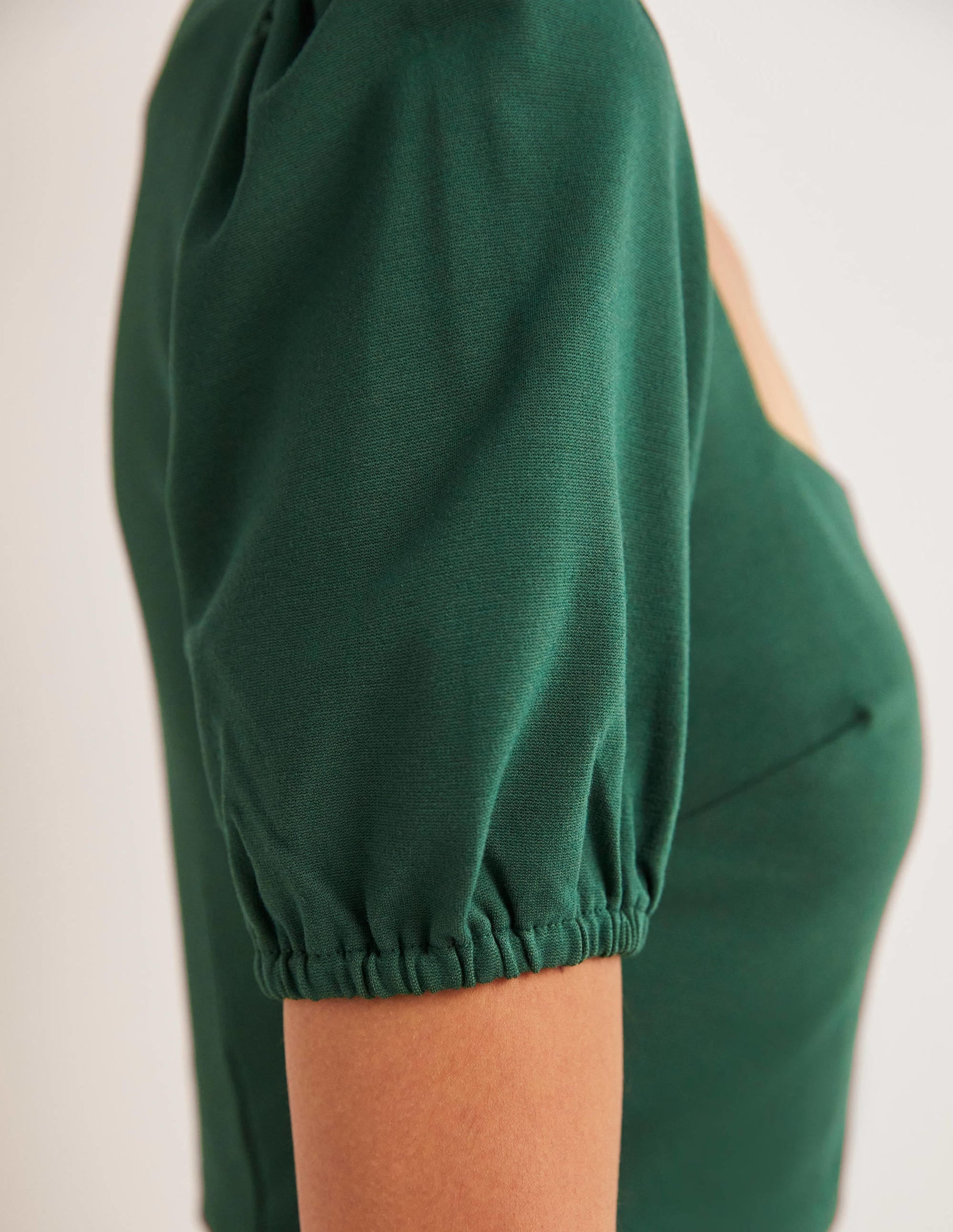 Robe midi en jersey à manches courtes-Vert chasseur - Image 2